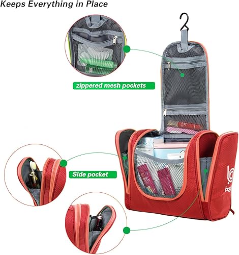 Miniatura 5 de bago Neceser de viaje impermeable grande para baño y bolsa de viaje para organizador de artículos de tocador, Rojo -, Equipaje