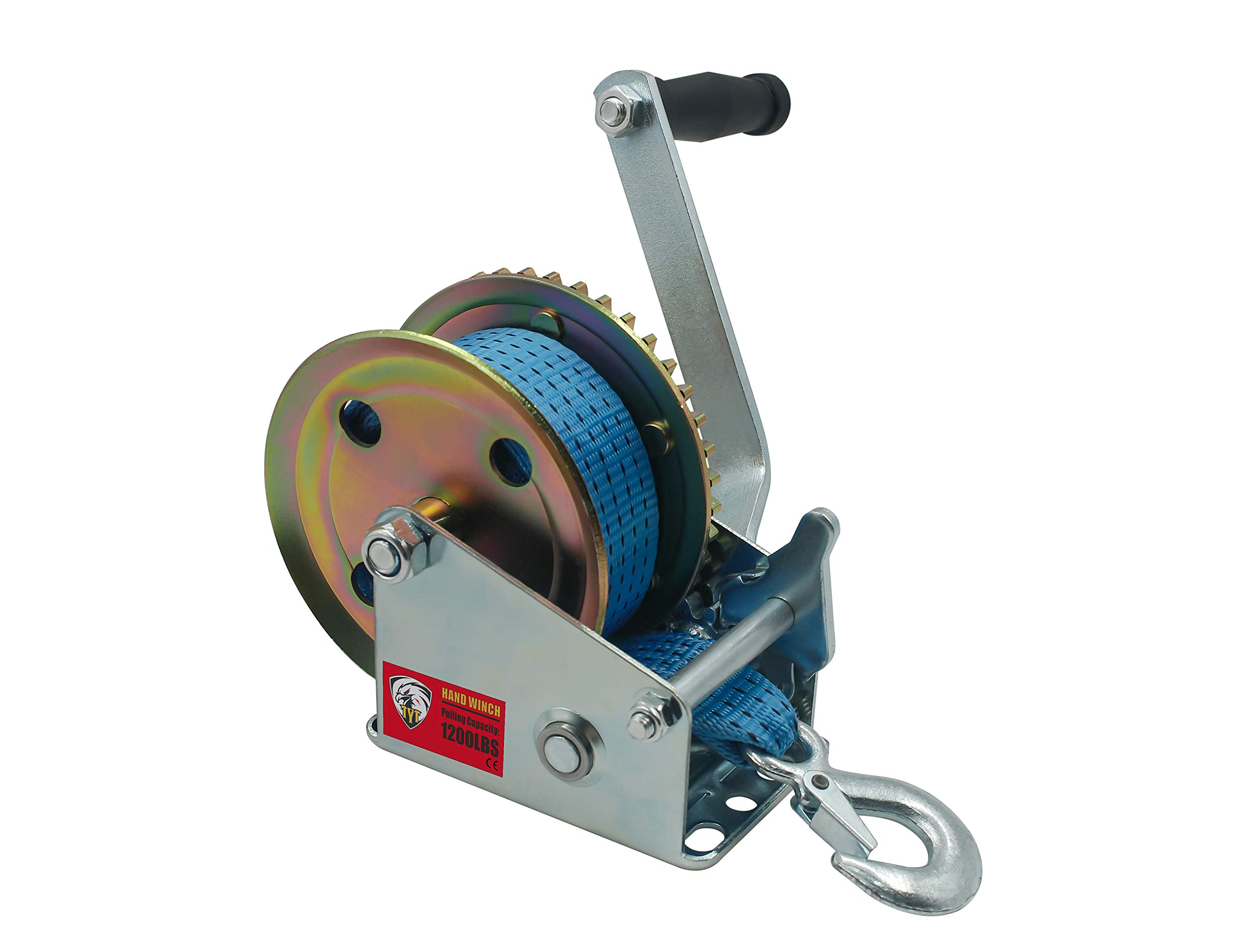 Buy TYT 1200LB Boat Trailer Winch Strap Winch with Blue 26FT Rope, Hand Crank Winch with Hook Buy TYT 1200LB Boat Trailer Winch Strap Winch with Blue 26FT Rope, Hand Crank Winch with Hook