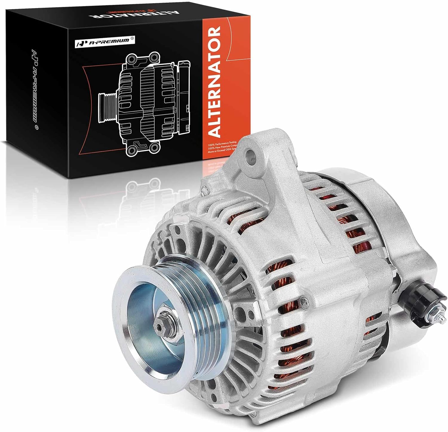 A-Premium Alternator Compatible with Honda Accord 1994-1997, Odyssey 1995-1997, Prelude 1993-1996 & Acura CL 1997 & Isuzu Oasis 1996-1997, 2.2L, 12V 90A 6-Groove Pulley Counterclockwise