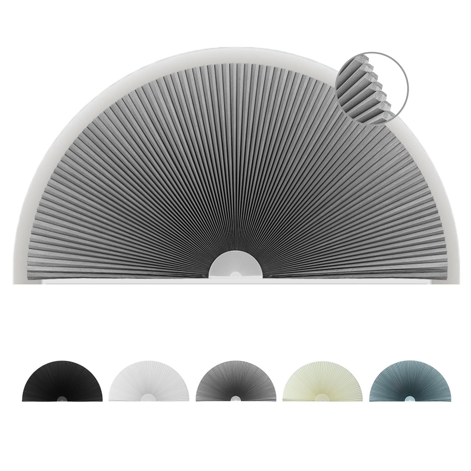Arche occultant pour fenêtre, stores cellulaires à coller sans fil, sans perçage, en tissu de protection UV, isolation thermique, revêtement de fenêtre en demi-cercle, stores occultants pour chambre