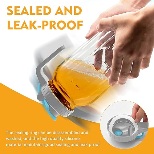 Miniatura 5 de Jarra de vidrio de 64 onzas, boca ancha a prueba de fugas, jarra de medio galón con parachoques de silicona para cerveza helada, té de frutas,