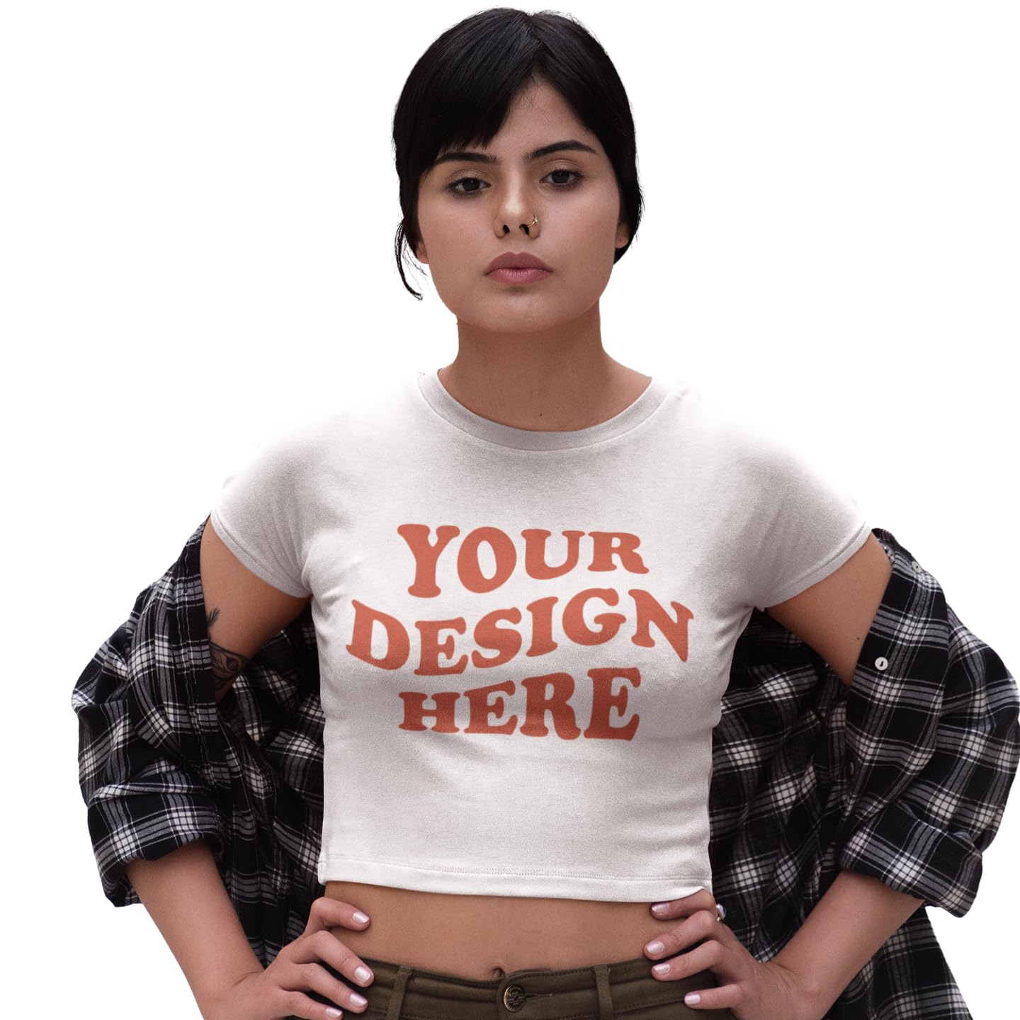 YourdesignPersonalized Women's Crop Top, Custom Design or Slogan, White
