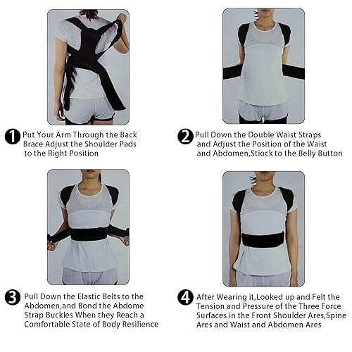Miniatura 3 de Flylin Corrector de postura para niños, ajustable, recto, con almohadillas para los hombros, soporte de postura superior de la espalda para