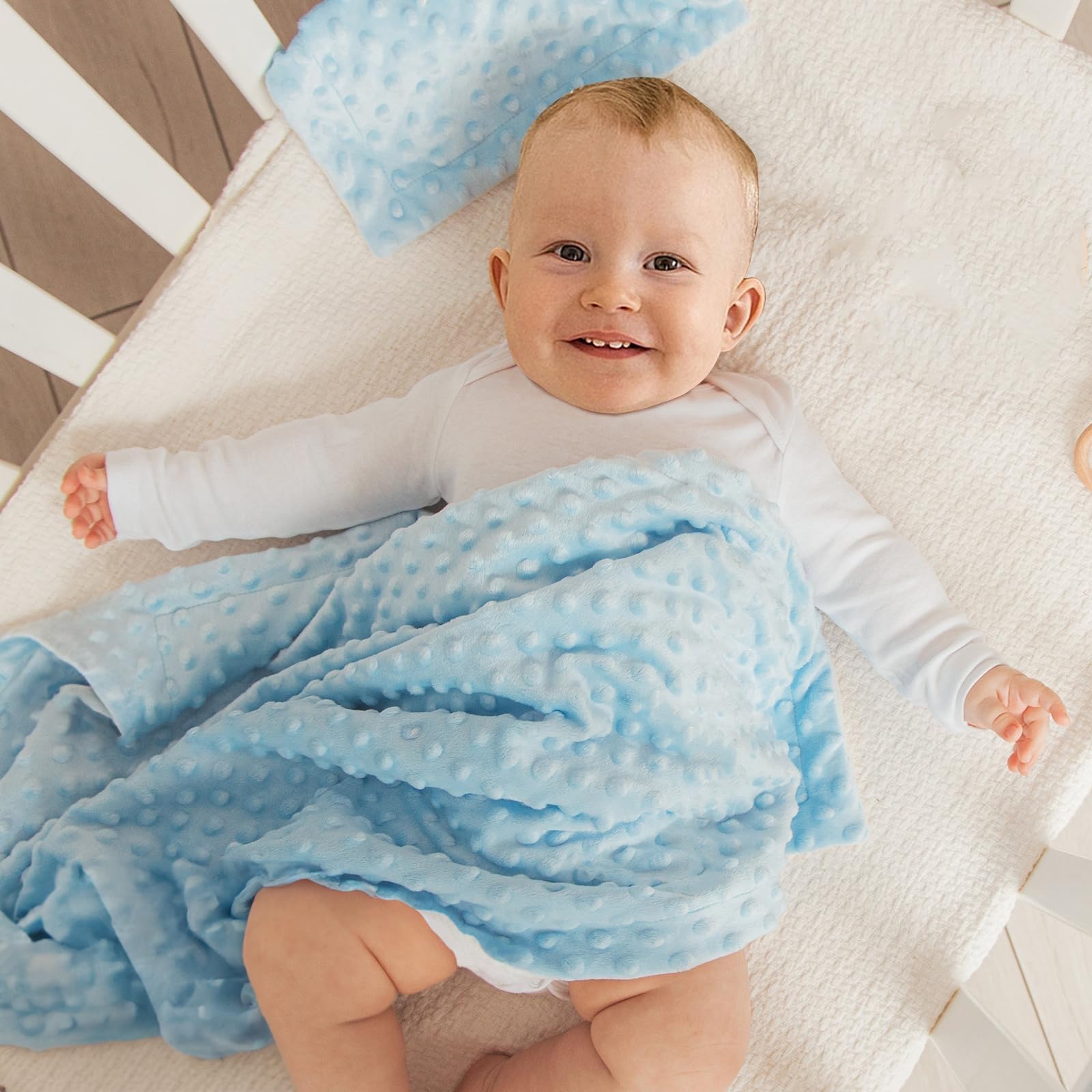 Personalized Baby Car Blankets with Name - Receiving Swaddle Blanket with Double Layer Dotted Backing Suitable for Baby Kids Teen Boys Girls Gifts Blue(30