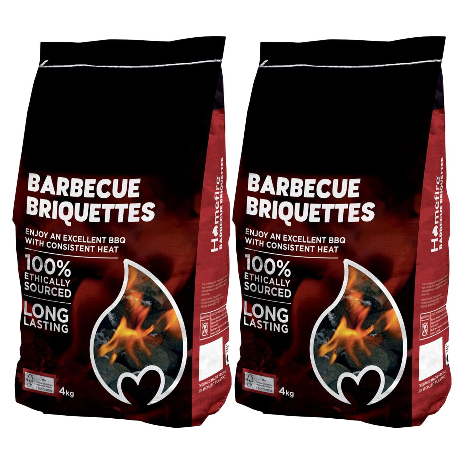 BBQ Briquettes 4kg x 2 | Charcoal for Outdoor Cooking | Suitable for Camping, Picnics & Weekend Cookouts