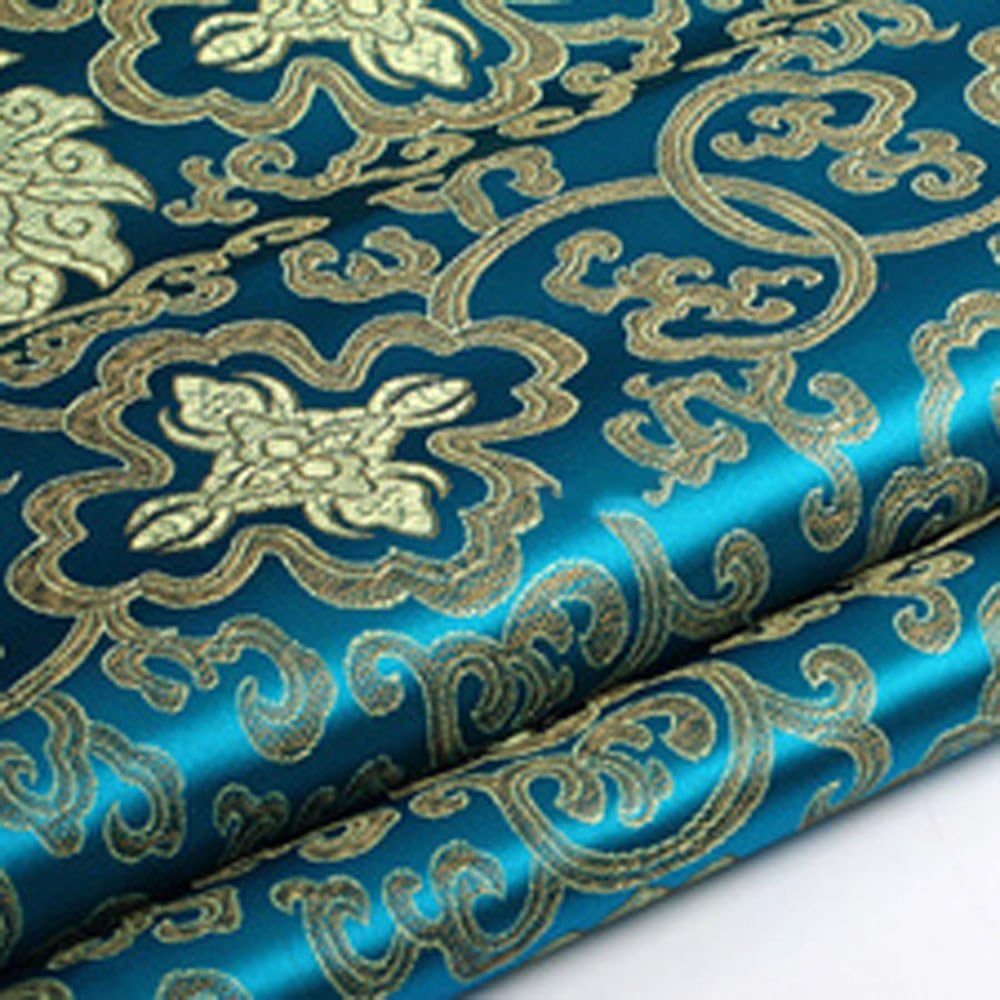 Shanghaipop 35x39 in/90x100 cm Chinese Embroidery Flower Brocade Silky Satin Fabric for Sheet Quilting
