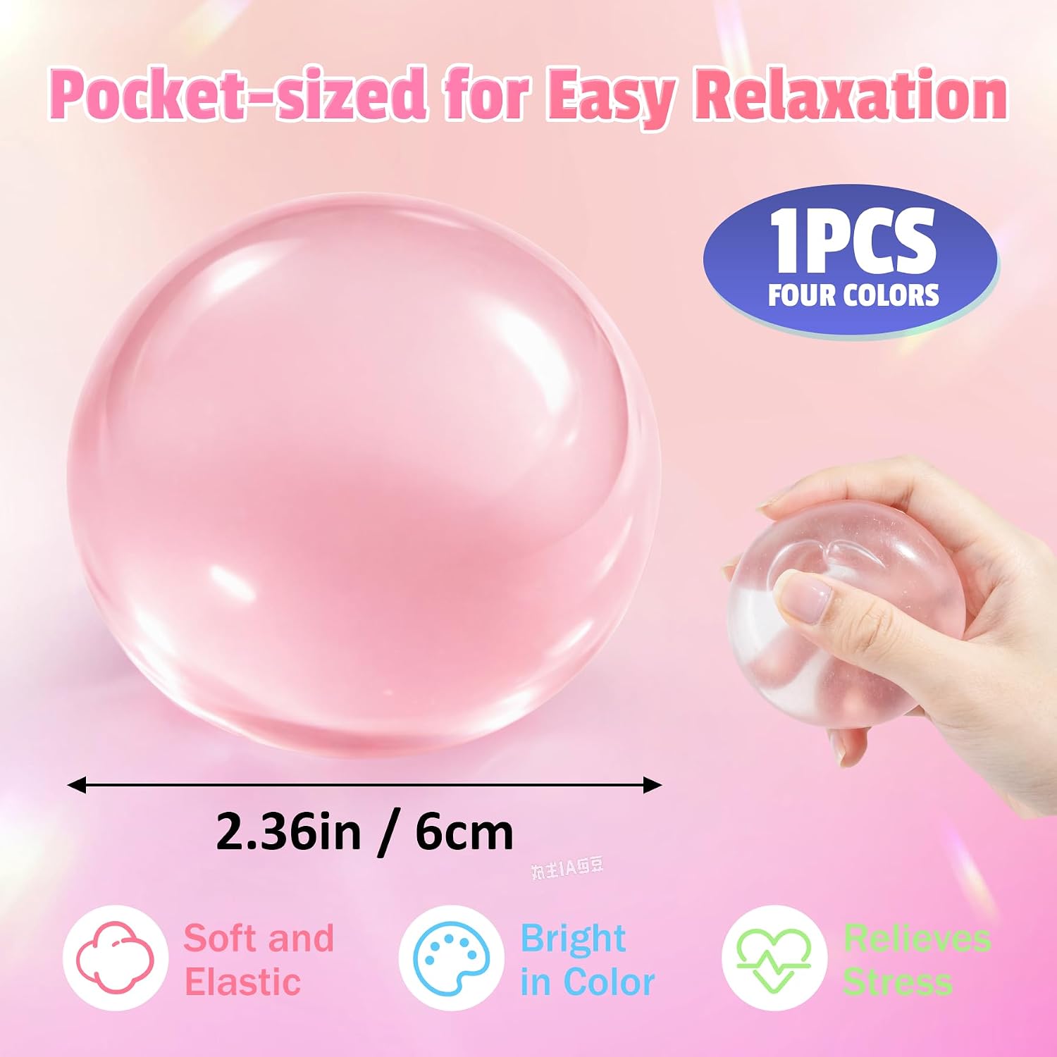 Coconut Oil Squishy, Coconut Oil Stress Ball, Slow Rising Squeeze Luck Squishies, Sensory Fidget Oil Ball Toy for Kids and Adults Party Favors Birthday Gift (Pink)
