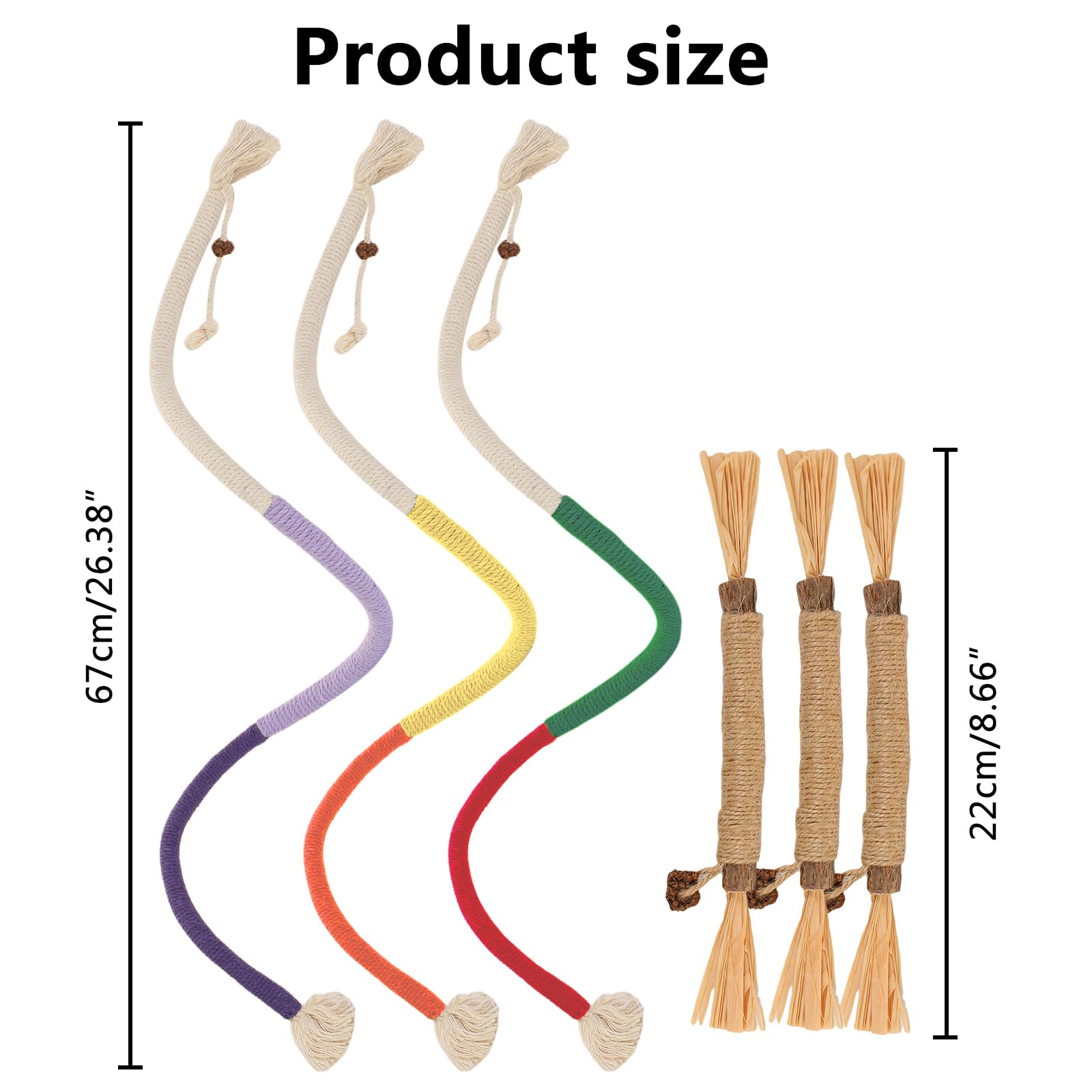 LALASTYLE 6PCS Natural Cat Teething Toy, Cat Chew Toy Bite Rope and Silvervine Chew Sticks, Interactive Kitten Chew Toy - Image 2