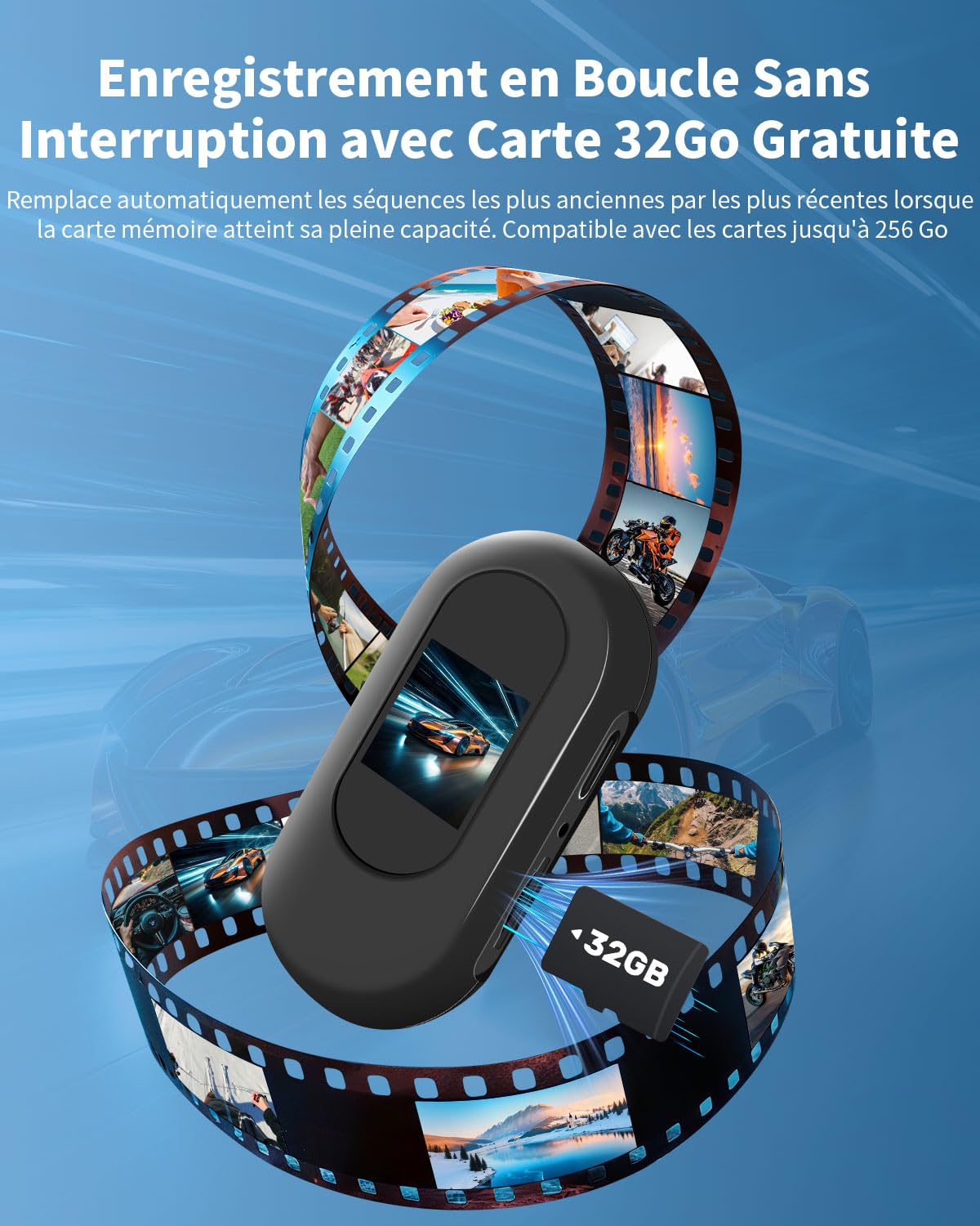 UYIKOO Mini Caméra Sport, 32GB Action Cam 1080P HD, 120° Caméra d'Action Camera Corporelle Vlog avec Vision Nocturne Caméra de Casque Moto Multifonction Accessoires