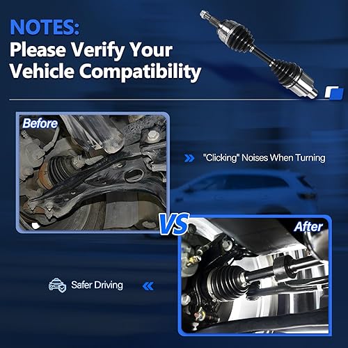 Miniatura 7 de Maxfavor Conjunto de eje de articulación de eje CV para Hyundai Sonata 2011 2012 2013 2014 GLS SE Limited Sedan 4-puertas 2.4L 4 Cyl No. NCV37003,
