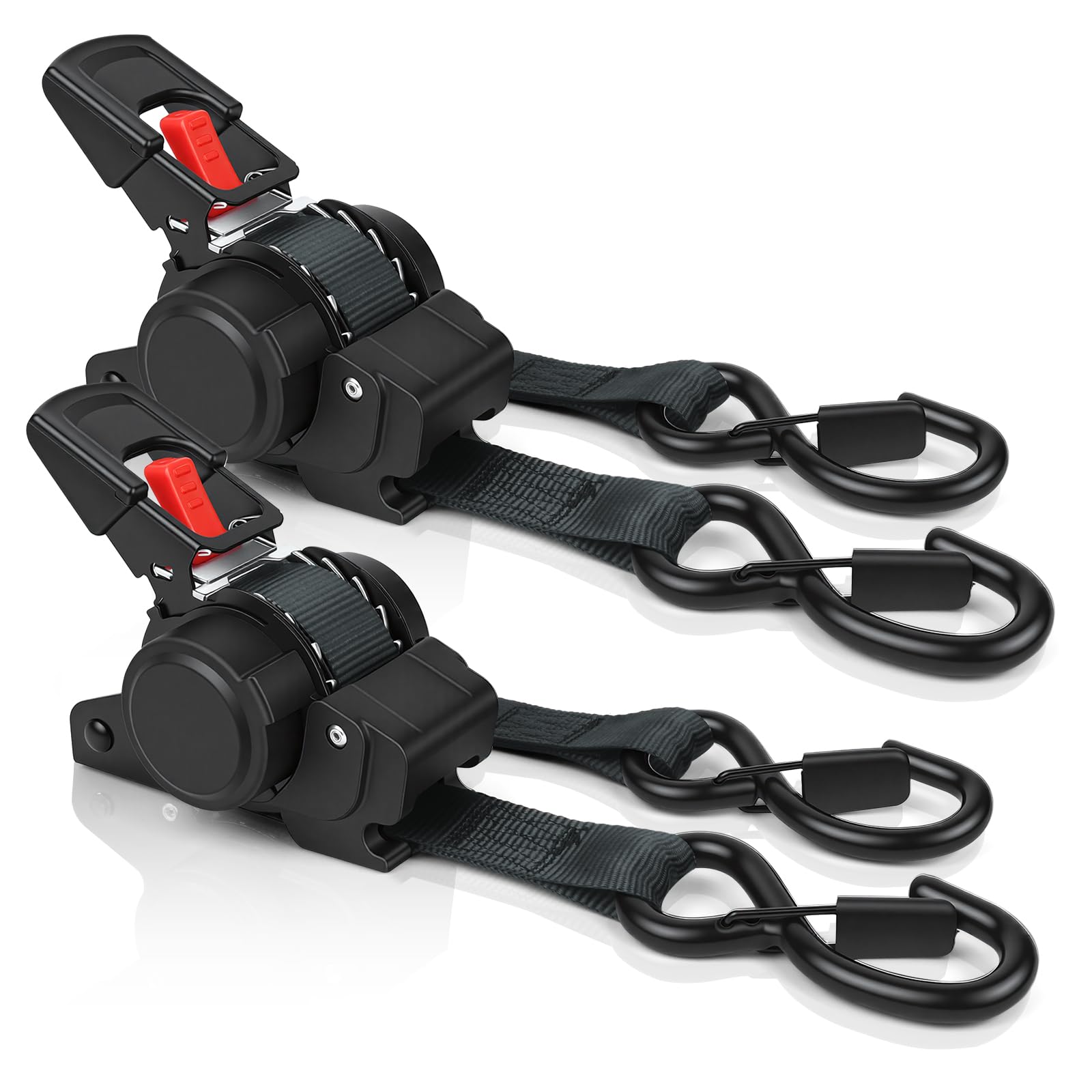 Cinghie di ancoraggio a cricchetto retrattili, 2 Pcs Cinghie di Tensione, Cinghia di tensionamento automatica 3.5m x 2.5cm, resistenza alla rottura massima di 680 kg,con gancio S, per Moto,Auto