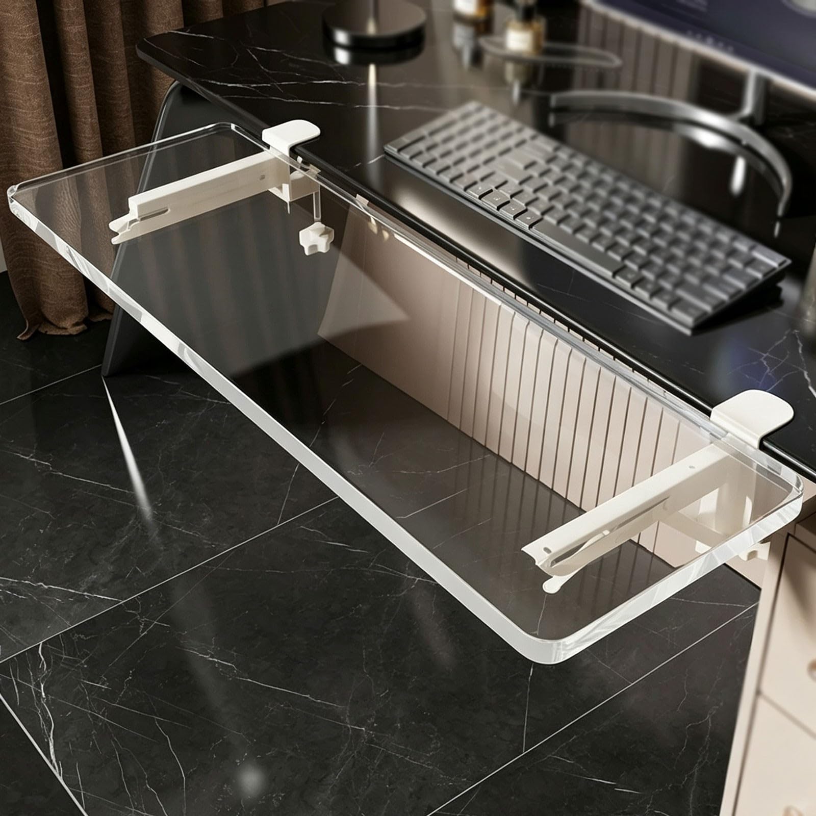 Transparente Tischverlängerung Acryl klappbar zum Anklemmen
