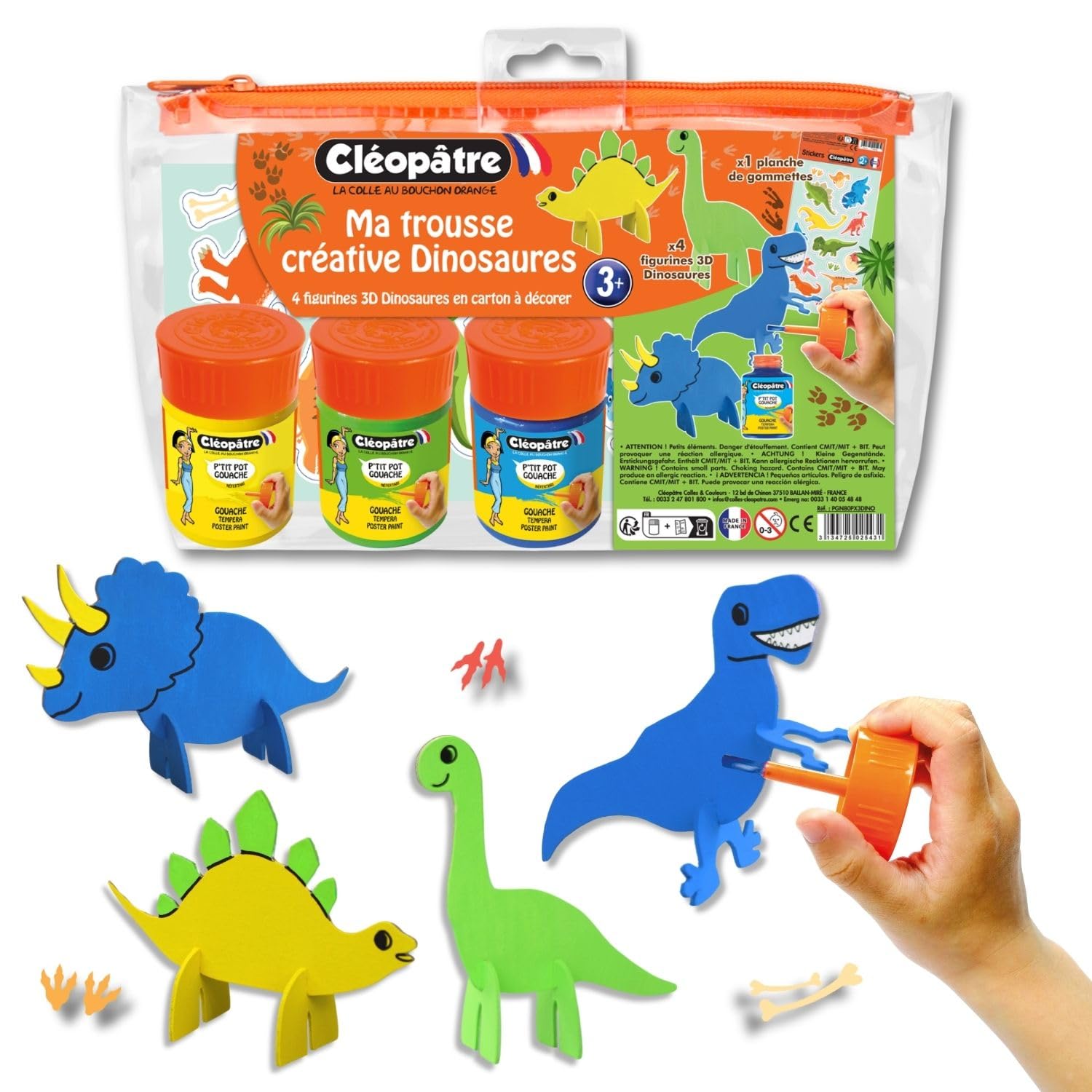Cléopâtre Dinosaur Creative Pencil Case, Multicolored, 25x15cm