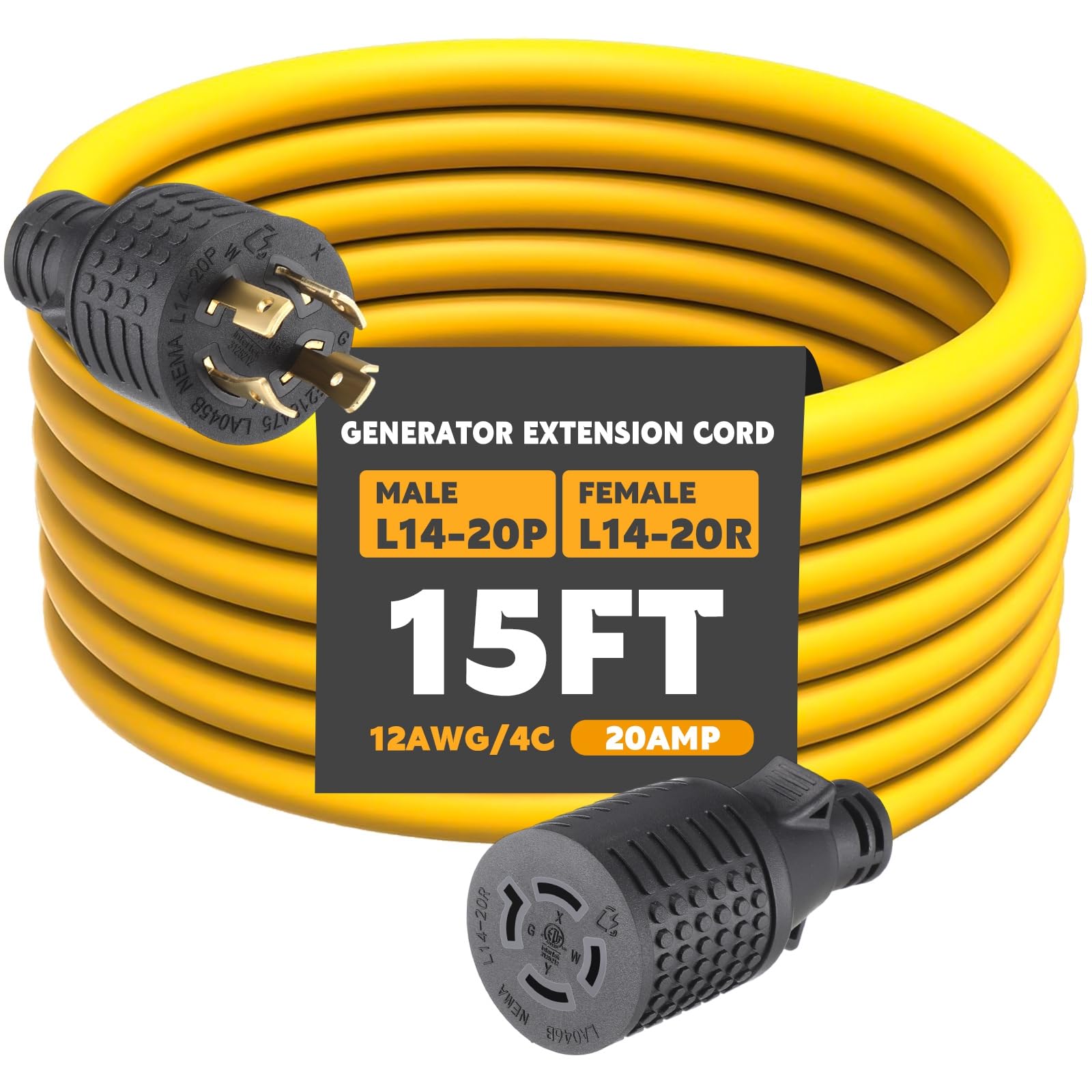 Amazon.com: Tellegloww 15 ft 20 Amp Generator Extension Cord Amazon.com: Tellegloww 15 ft 20 Amp Generator Extension Cord