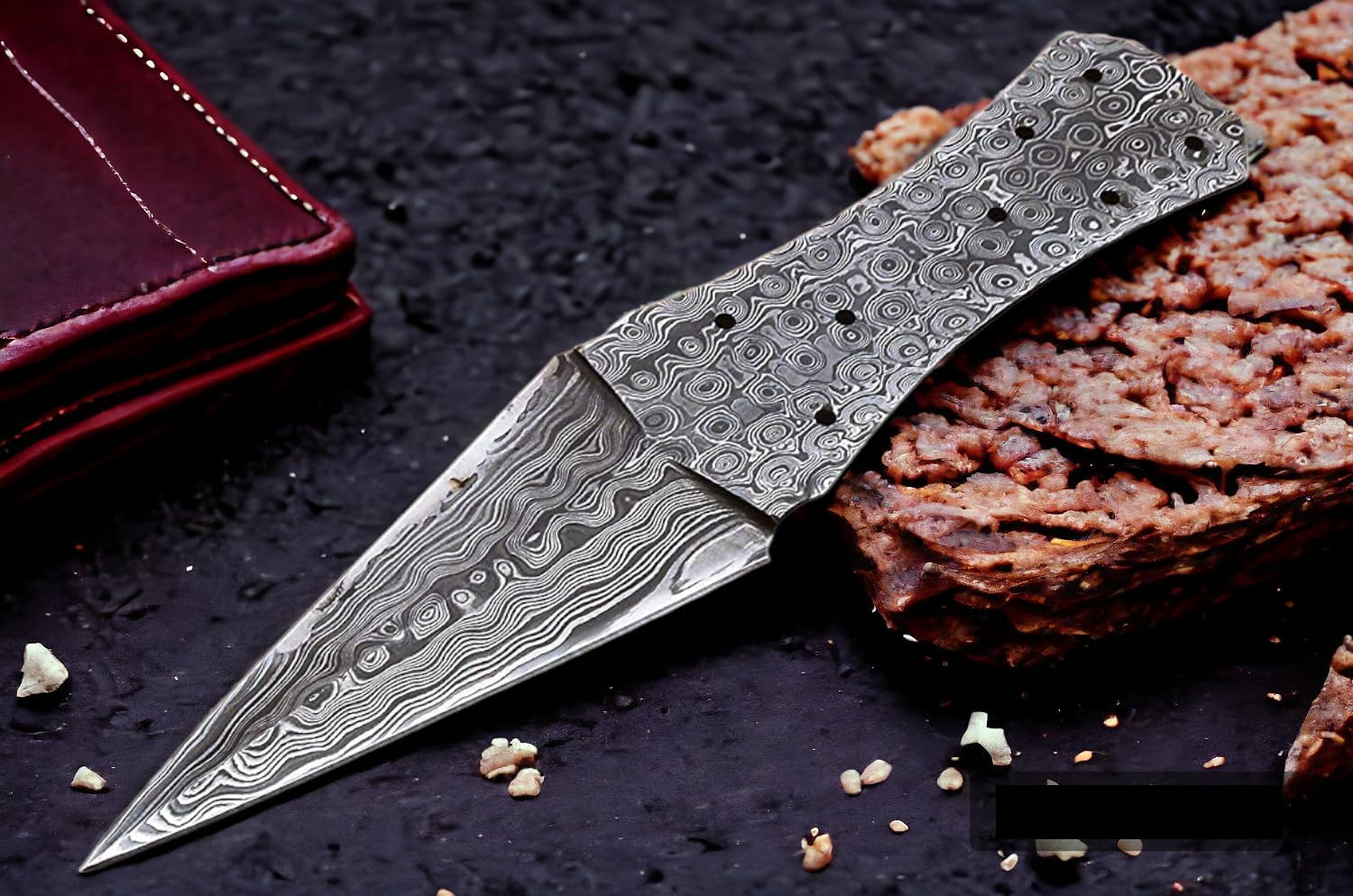 Damascus Steel Full Tang Blank Blade knife Handmade for Knife Making supplies