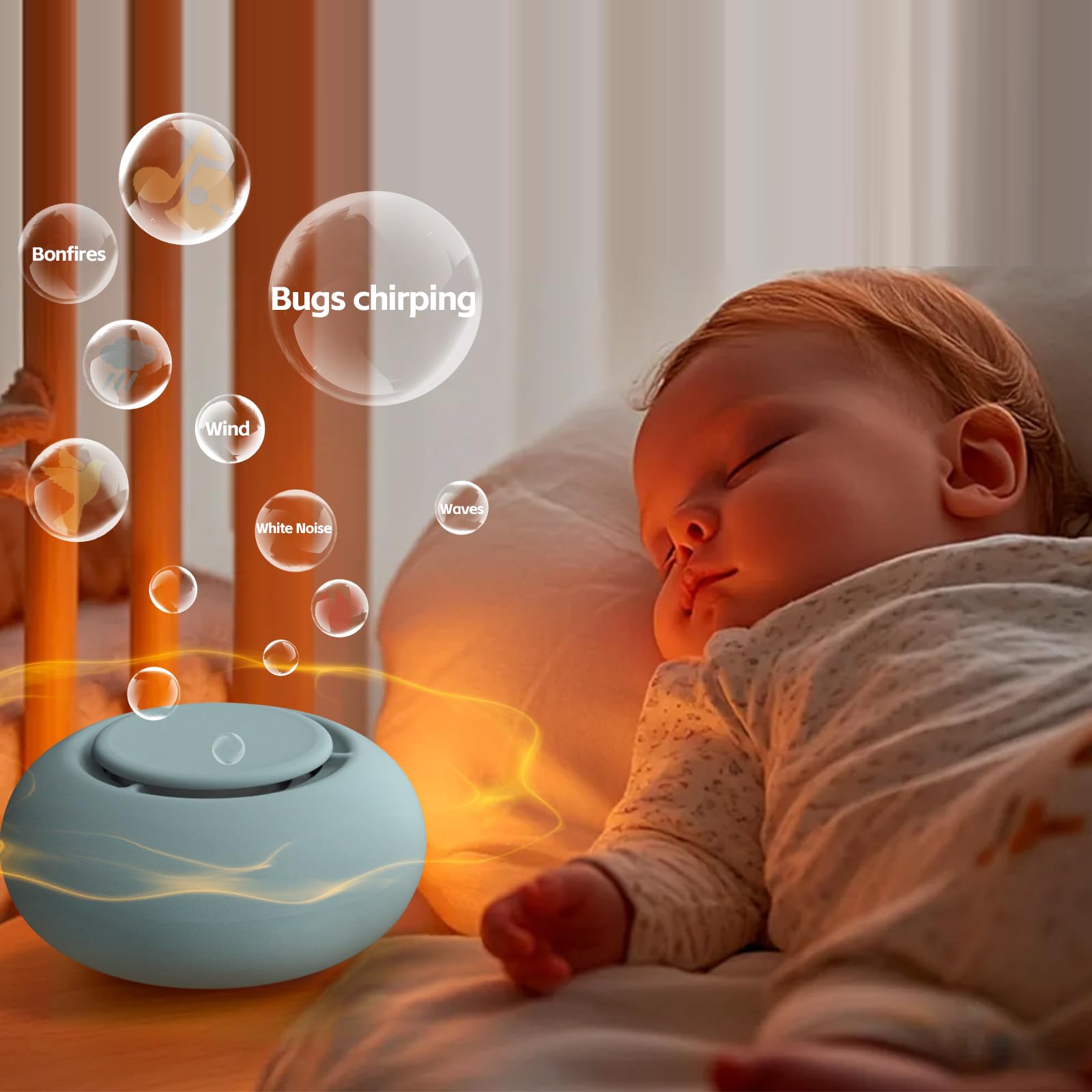 jaroco Tragbare Baby-Soundmaschine, weißes Rauschen für Babys, Kinder, Erwachsene, 12 beruhigende Geräusche, 15 Stunden Akkulaufzeit, Geschenk, Babyparty, Clips am Kinderwagen, Schiefer
