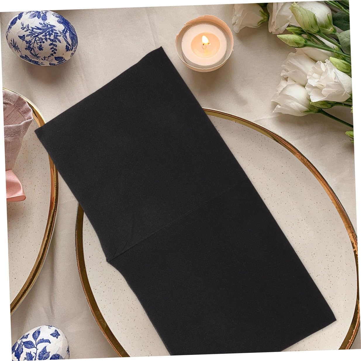 Disposable Wedding Party Napkins Thick Black Paper Napkins 40x40cm, High-grade Absorbent Tissue for Home Table Decor and Event Use, 100pcs