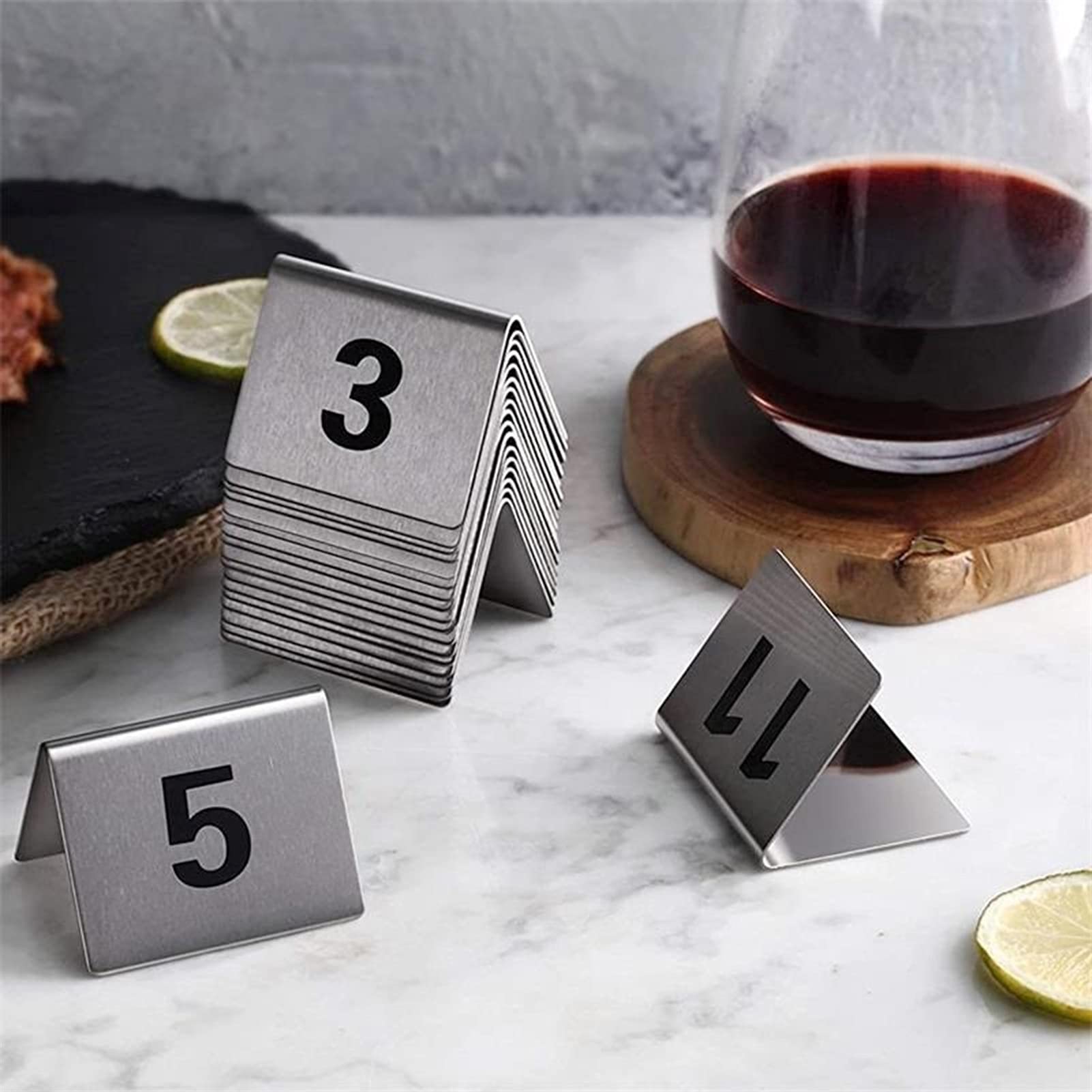 Numery stołów weselnych, numery stolików ze stali nierdzewnej, numery stolików restauracyjnych, kawiarnianych, barowych, artykuły na przyjęcia weselne i urodzinowe(1 to 30)