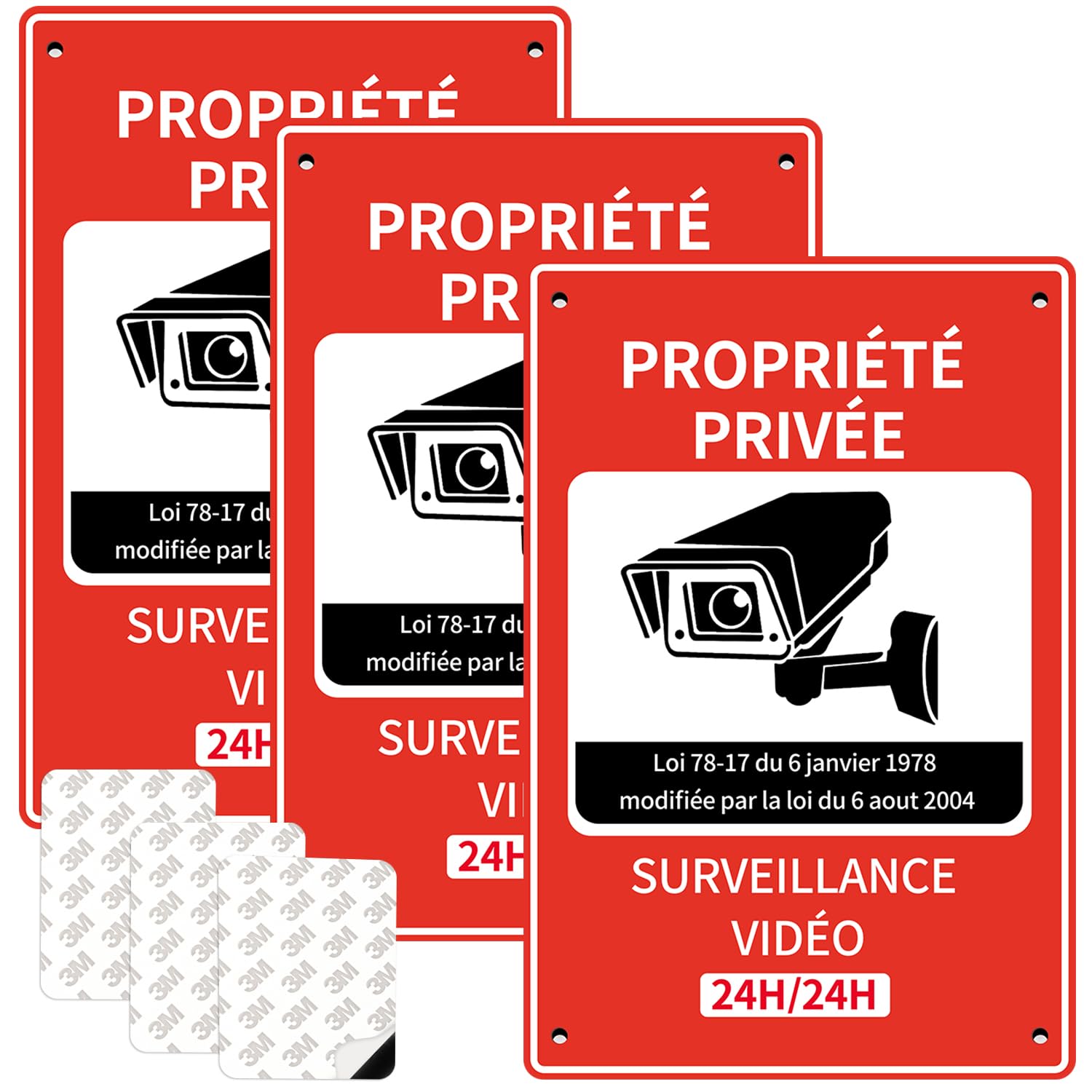 Videoüberwachung Schilder Set – 6 Stück Alu-Schilder, 15x15 Cm & 8,5x3 Cm, Für Privat & Gewerblich