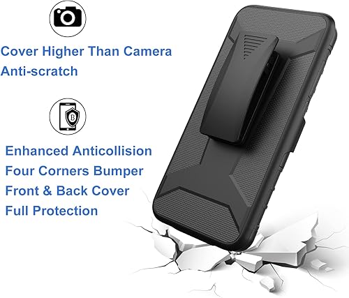 Miniatura 6 de Ailiber Funda para Motorola Moto G Play 2023 funda para teléfono con protector de pantalla clip giratorio para cinturón con soporte resistente