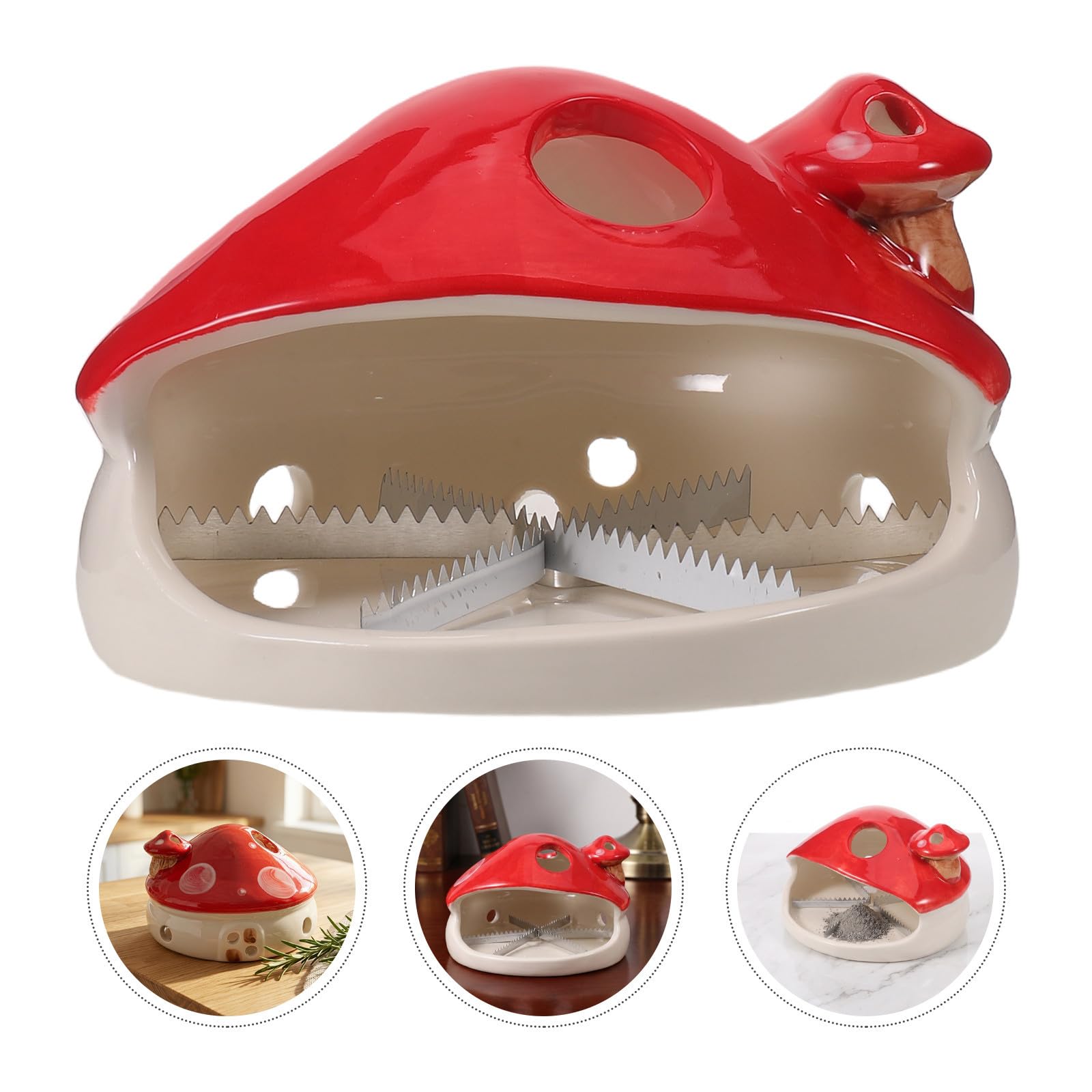 Yardenfun Porta Incienso Protector de Superficies en Forma de Hongo Rojo de Cerámica Acabado Vidriado y Recogedor de Residuos Adecuado para Estudio o Patio Exterior