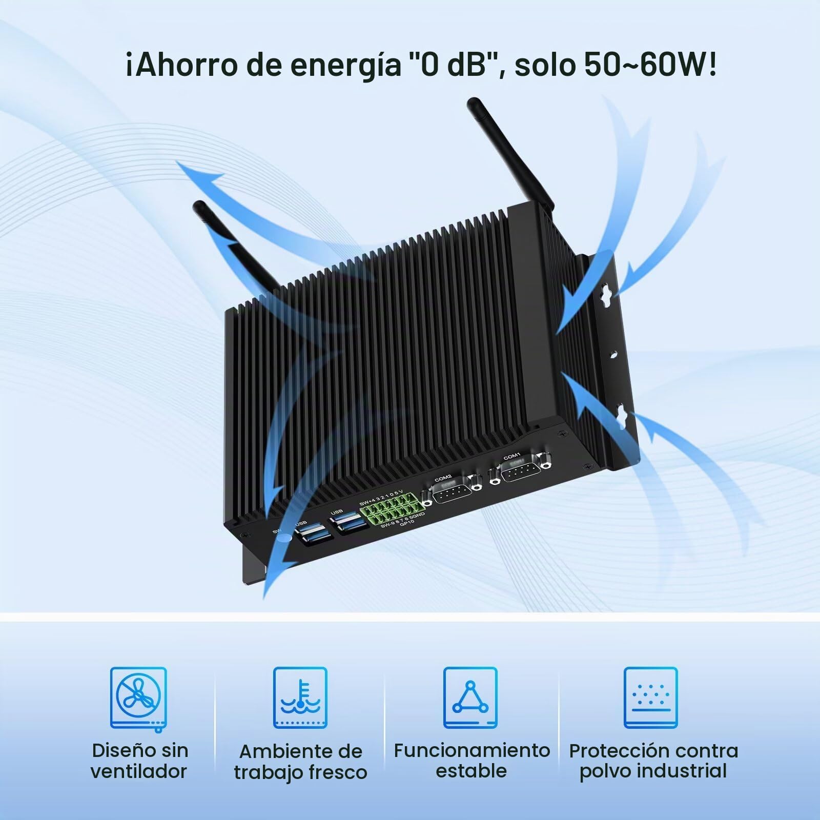 WEIDIAN Mini PC sin Ventilador i7-10810U/10510U Industrial Fanless Ordenador 16GB RAM 512GB SSD Win11 GPIO, 4K 2HD+DP, 2LAN, 2COM RS232/422/485, 6USB WiFi&BT Wake On LAN Auto Power On