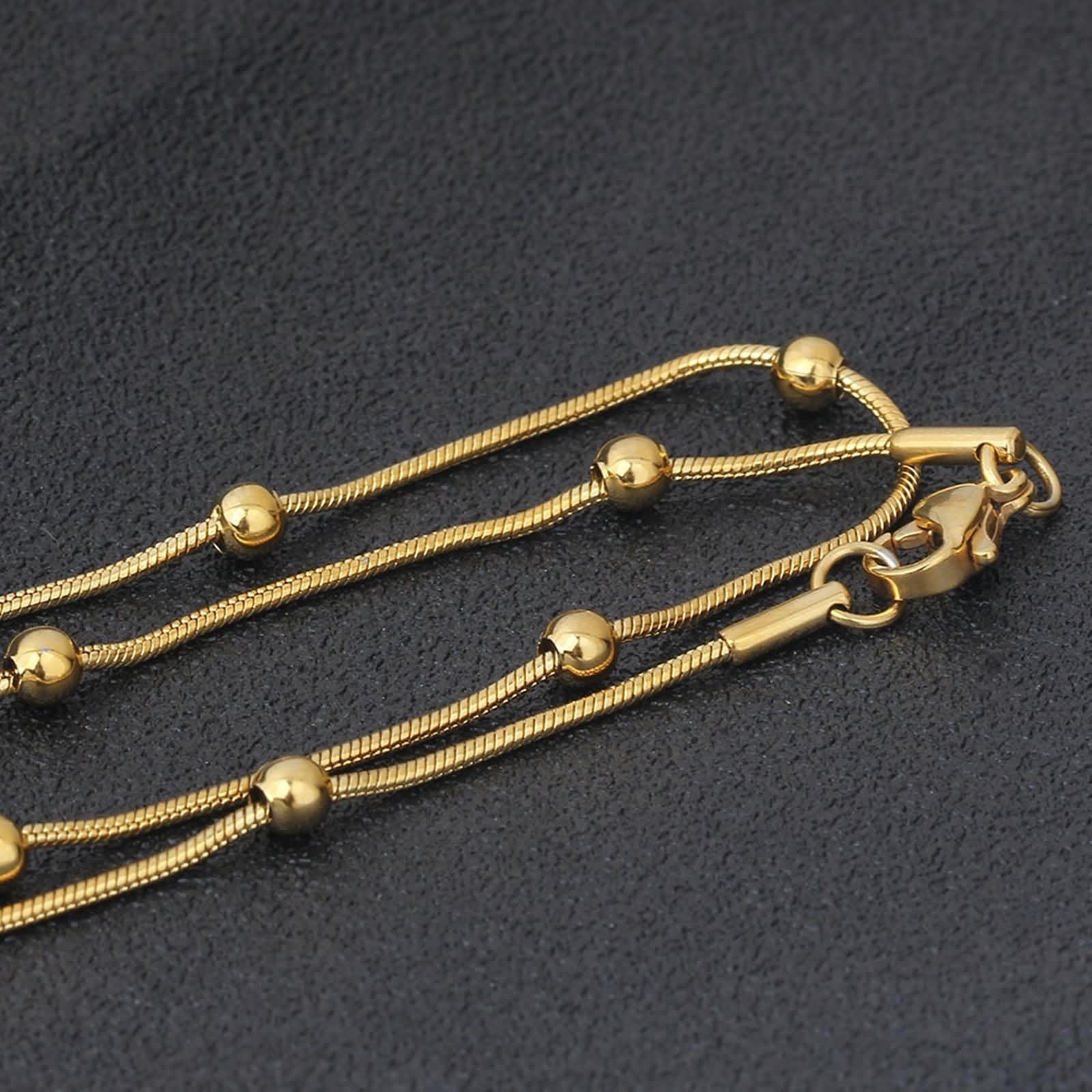 Frauen aus Edelstahl Halskette Schlangenkette und Metallperlenschmuck Halskette 18/20/22/24 Zoll