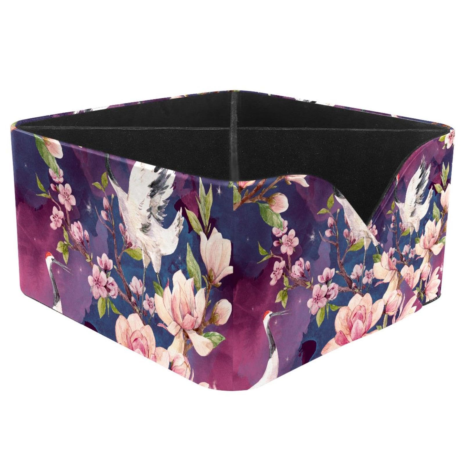 KengjuTesu Red Heads Crane Cherry Blossoms Branch Magnolia Flowers Bird Desktop Organizer Pen Holder, Rectangular Pencil Cup for Office, Study and Makeup Stations