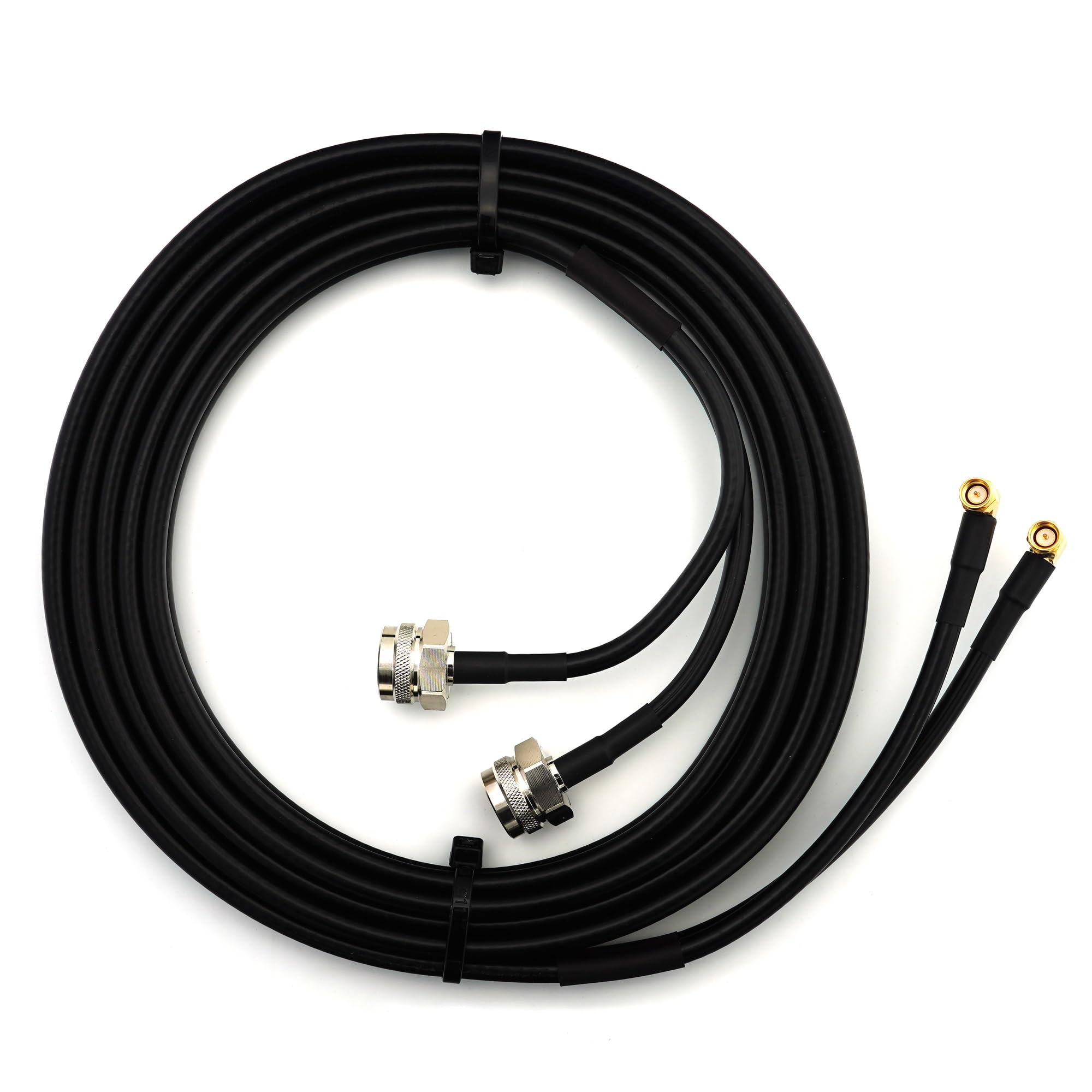 3m SMA Male Right Angle 90 Degree to N Male Hex/Knurl Head Twin Coaxial Cable – HF-240 (LMR240 equivalent) Bare Copper Double Extension Coax – LTE GSM 4G 5G Mobile Router Antenna