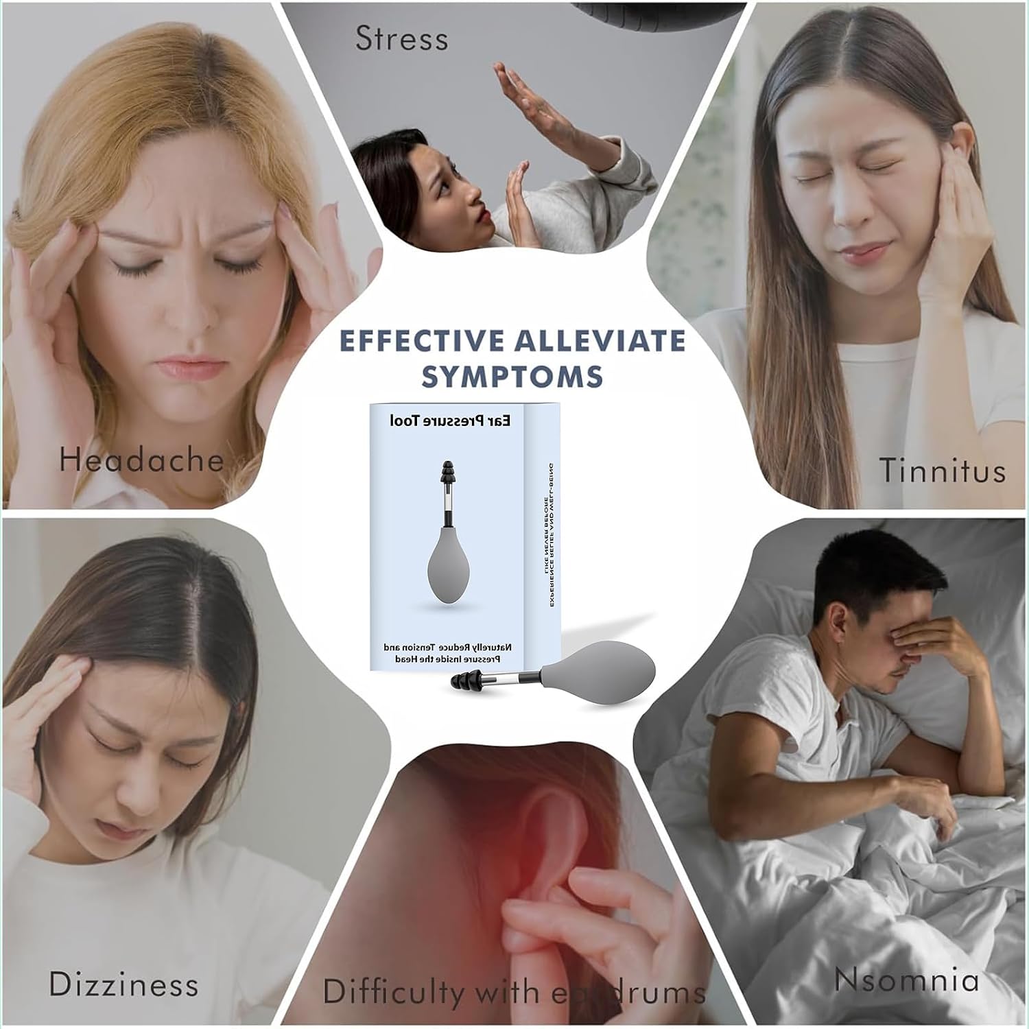 Ear Pain Relief Tool, Natural Ear Pressure Relief Device, Instant & Sustained Relief Migraine, Instant Migraine and Headache Alleviation Through Targeted Inner Stimulation
