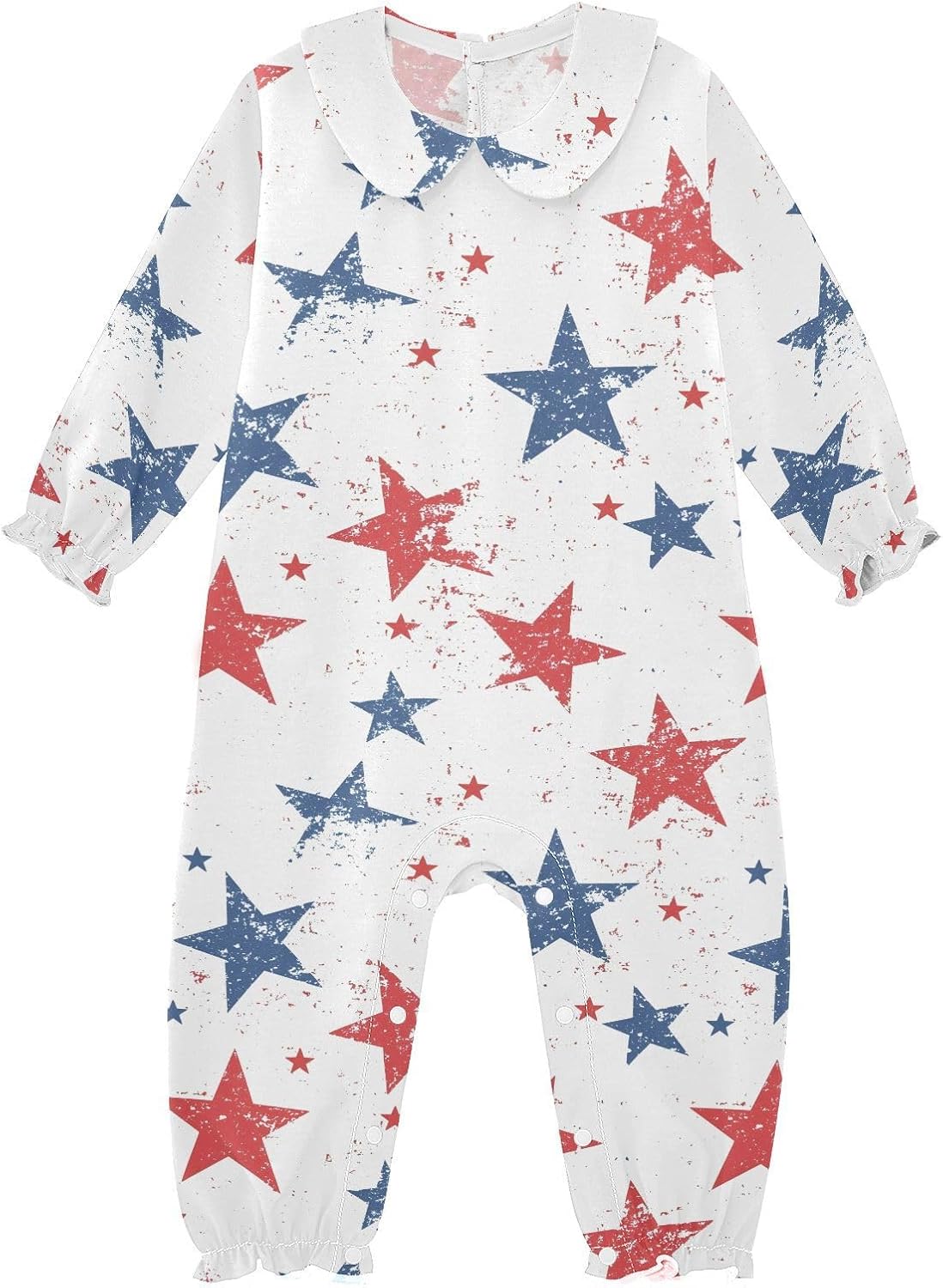 vvfelixl Baby Sleepers Retro-style Stars Long Sleeve Onesie Girl Baby Clothes for Girl Play One-piece for 0-3 months