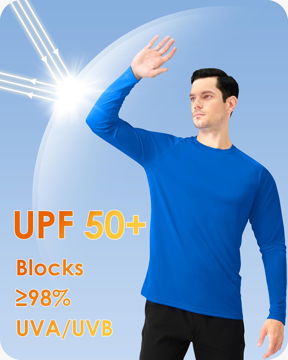 Boladeci Men's UPF 50+ Sun Protection UV SPF Shirts Long Sleeve Lightweight Quick Dry Swim T-Shirts Rash Guard - Image 3