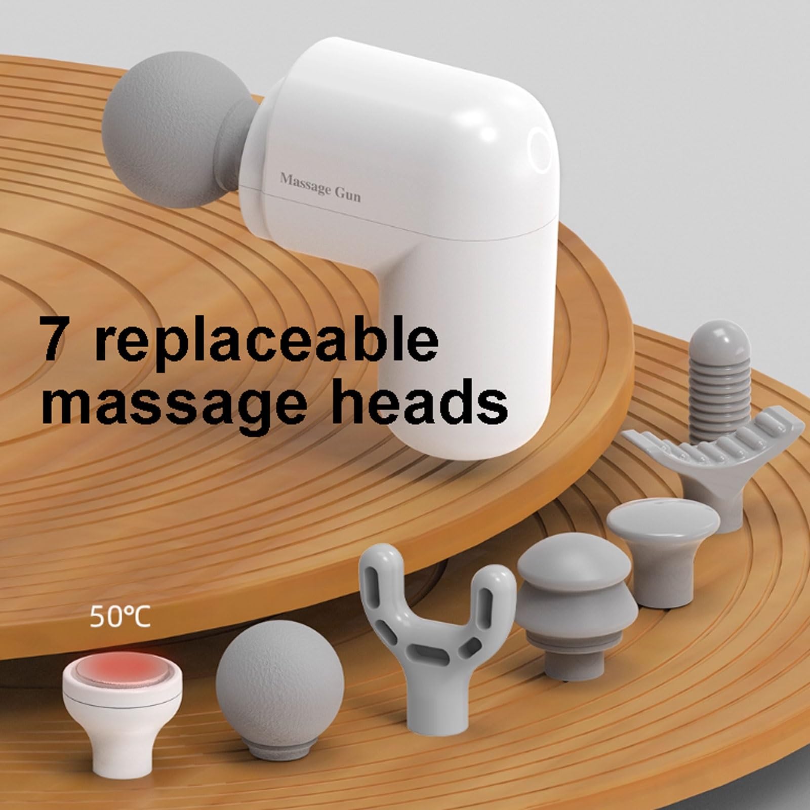 Silenciar Pistola de masaje de plástico con 7 cabezales de masaje, masajeador muscular portátil de mano con calor for cuerpo, piernas, hombros y espalda. pequeño(Noir)