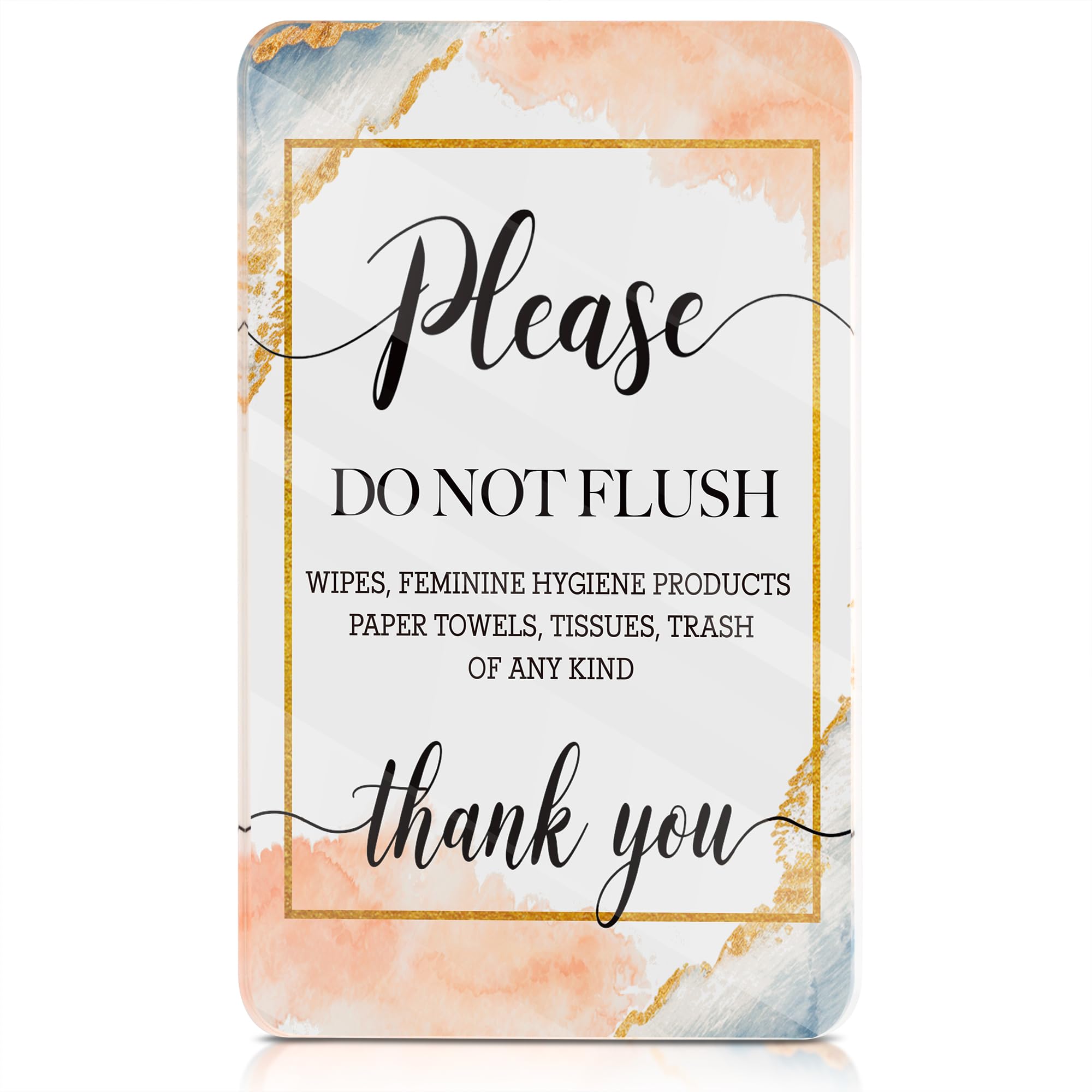 Do Not Flush Sign – Flush Only Toilet Paper Sign – Bathroom Signs for Hotels, Business, and Home Restrooms Self-Adhesive Acrylic Sign for Toilets in