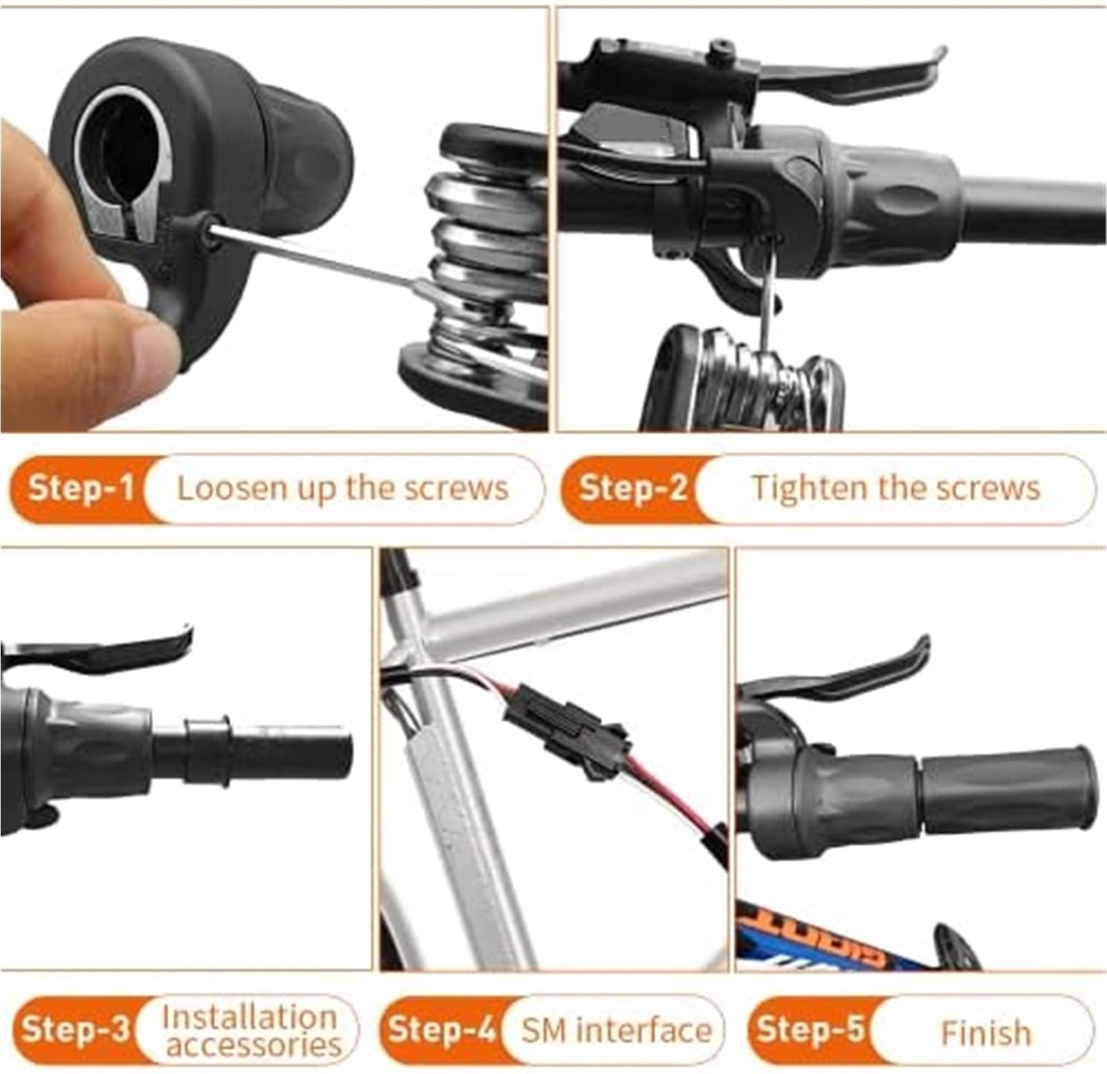 Maniglia destra for bicicletta elettrica 20X acceleratore a mezza torsione 24V 36V 48V 60V 72V SMWaterproof Connectfor for bici elettriche, for monopattino elettrico pieghevole Acceleratore a