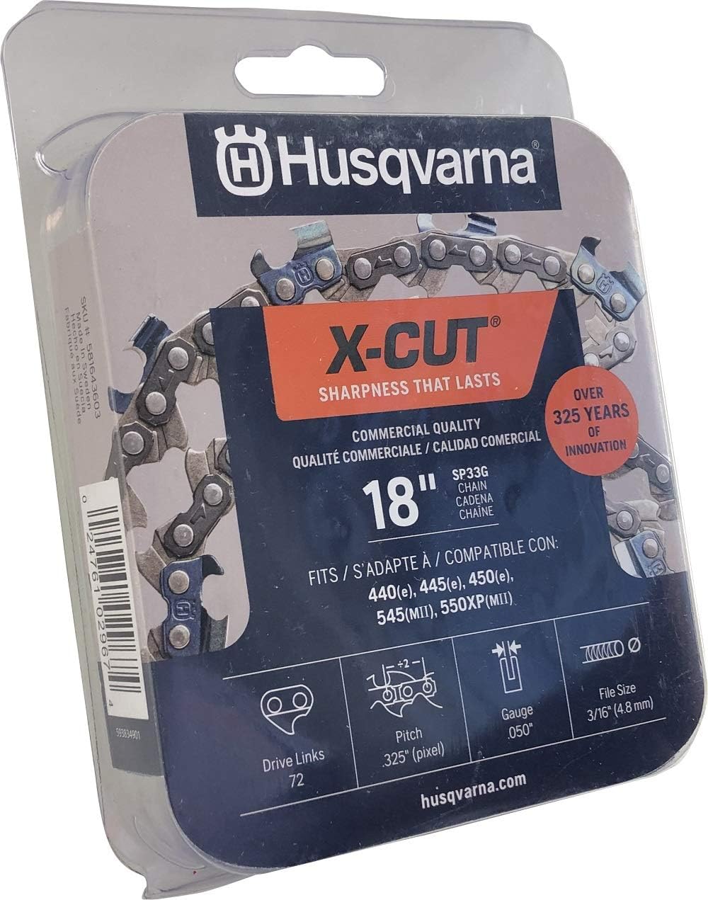 Husqvarna 581643604 X-Cut SP33G 20" Chainsaw Chain, Grey : Patio, Lawn & Garden