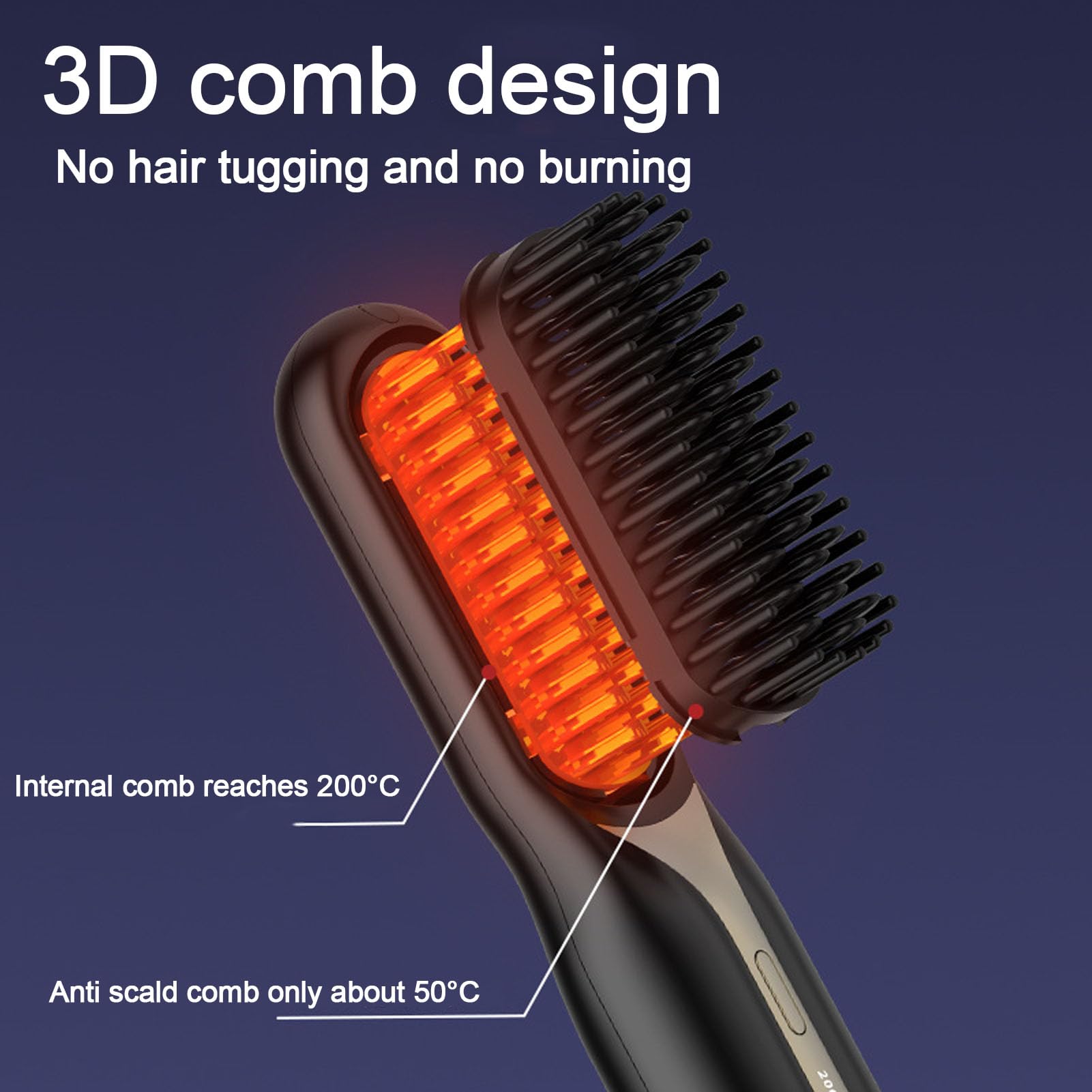 Hair Straightener Brush, Electric Hair Straightener Comb Negative Ion Hair Styling Comb, 3 Gears Temperature Adjustable, for Home Traveling Hotel (Black)