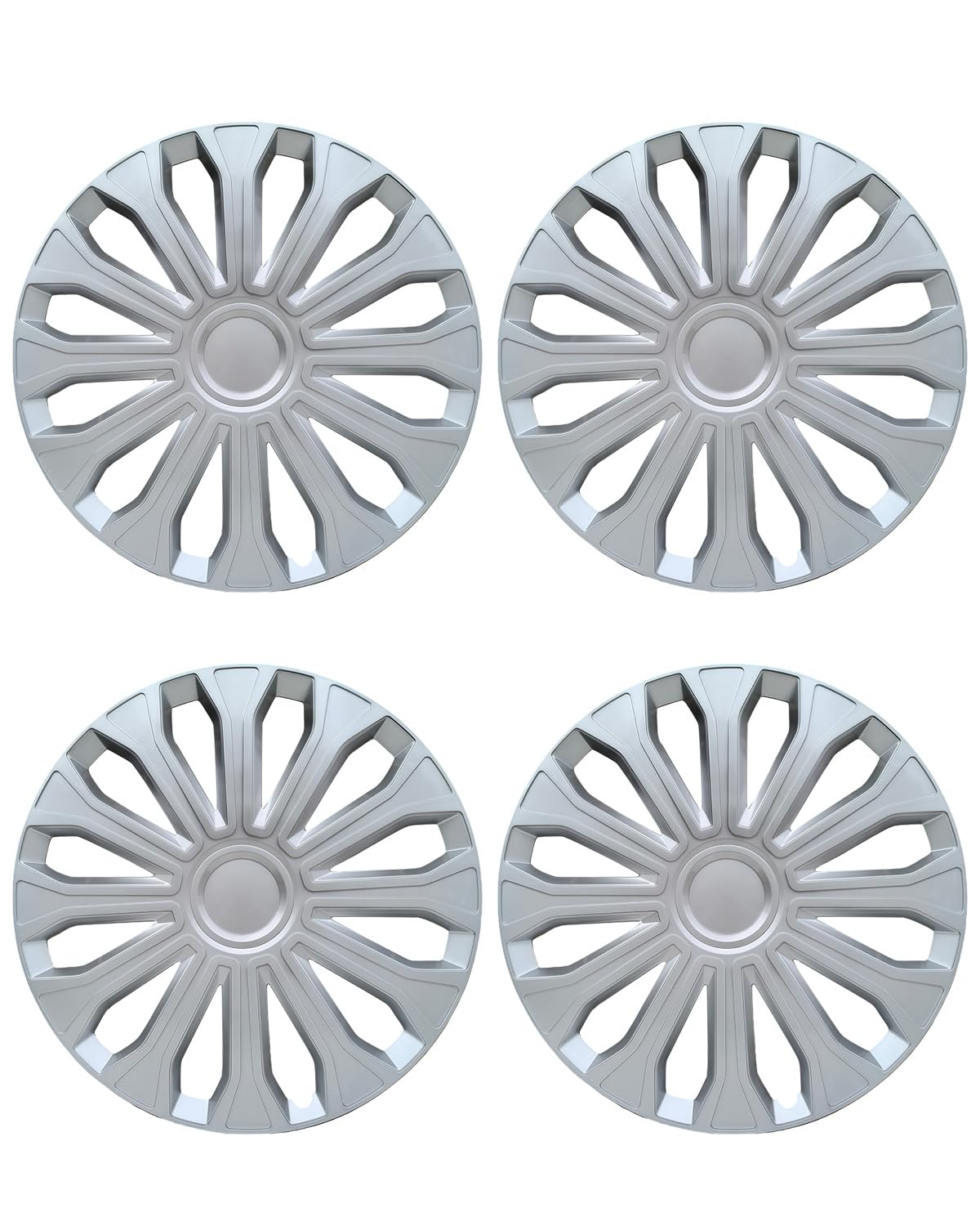 ABX Hubcaps,16 inch hubcaps Set of 4, Wheel Rim Cover ABS Material, Snap On Car Truck SUV Replacement, for Toyota Camry Nissan Mazda etc, Silver