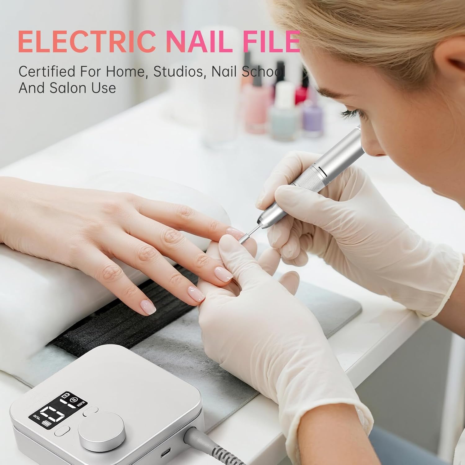 Rechargeable Nail Drill CHRISTINE SHELLY: 35000 PRM Electric Nail File, Professional Efile Nail Drill with Bits Kit for Acrylic Gel Polishing Removing