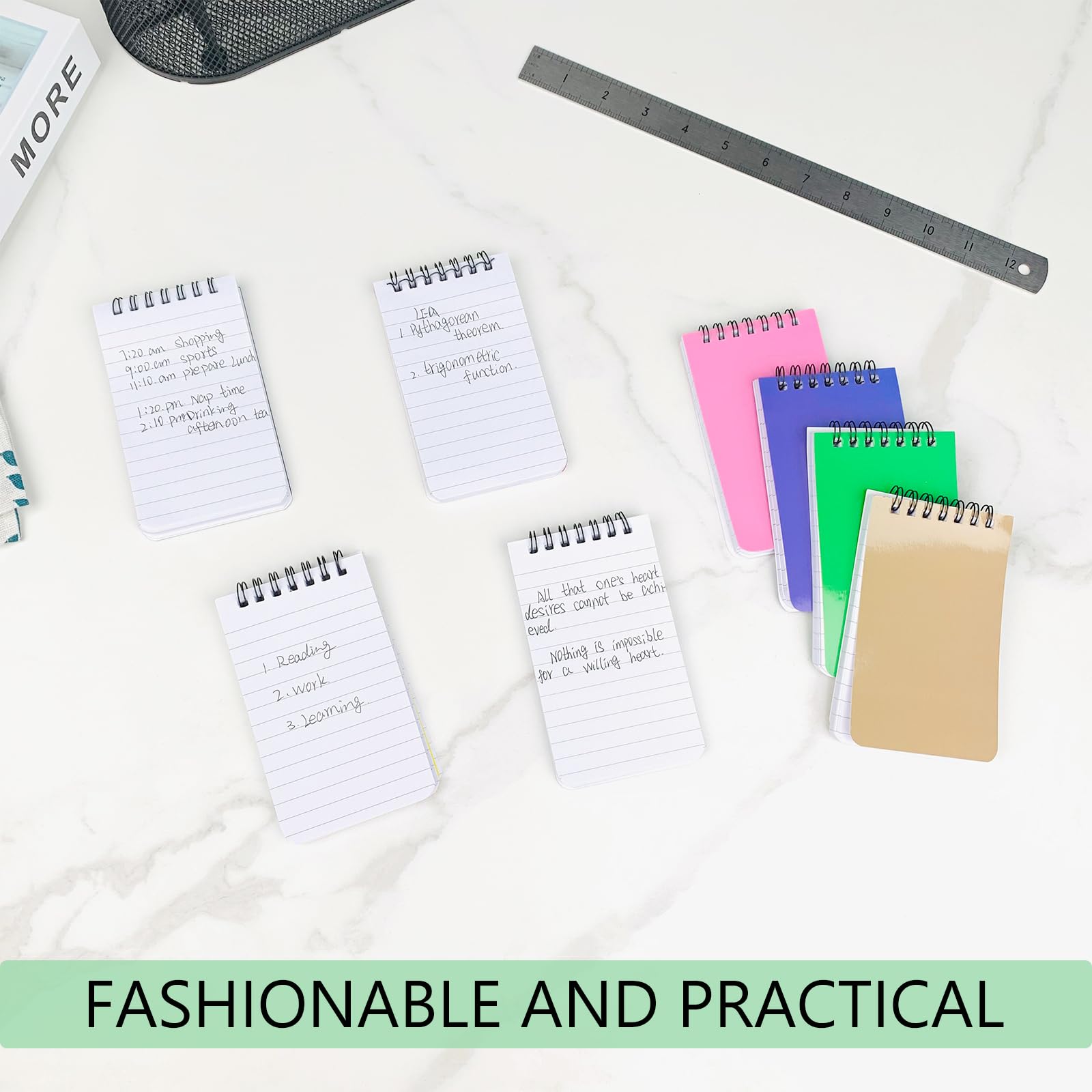 KTOJOY 8 Pack Pocket Notebook Small 3x5 Spiral Notepads With Lined Pages, Small Top Spiral Notebook Little Mini Memo Steno Note Pads for Outdoor Home Office College School - Image 8