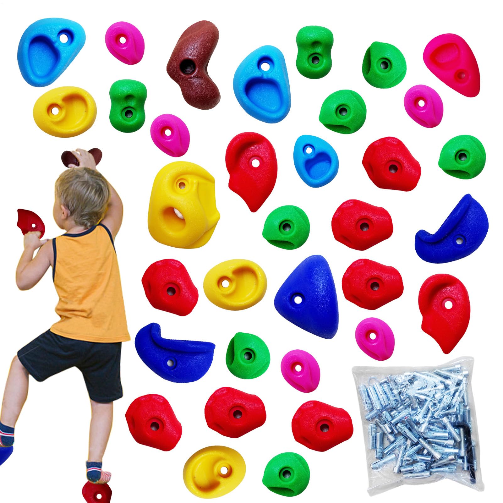 Générique Prises d'escalade pour les - Poignées D'Escalade Pour - Poignées Ludiques Avec Fixations Pour Aire De Jeux, Salle De Sport, Entraînement Et Jardin