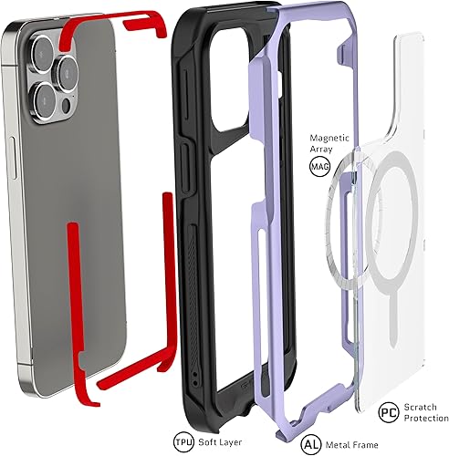 Miniatura 6 de Ghostek Atomic Slim - Funda protectora para iPhone 15 Pro Max, compatible con accesorios MagSafe, marco de metal de aluminio, funda de teléfono