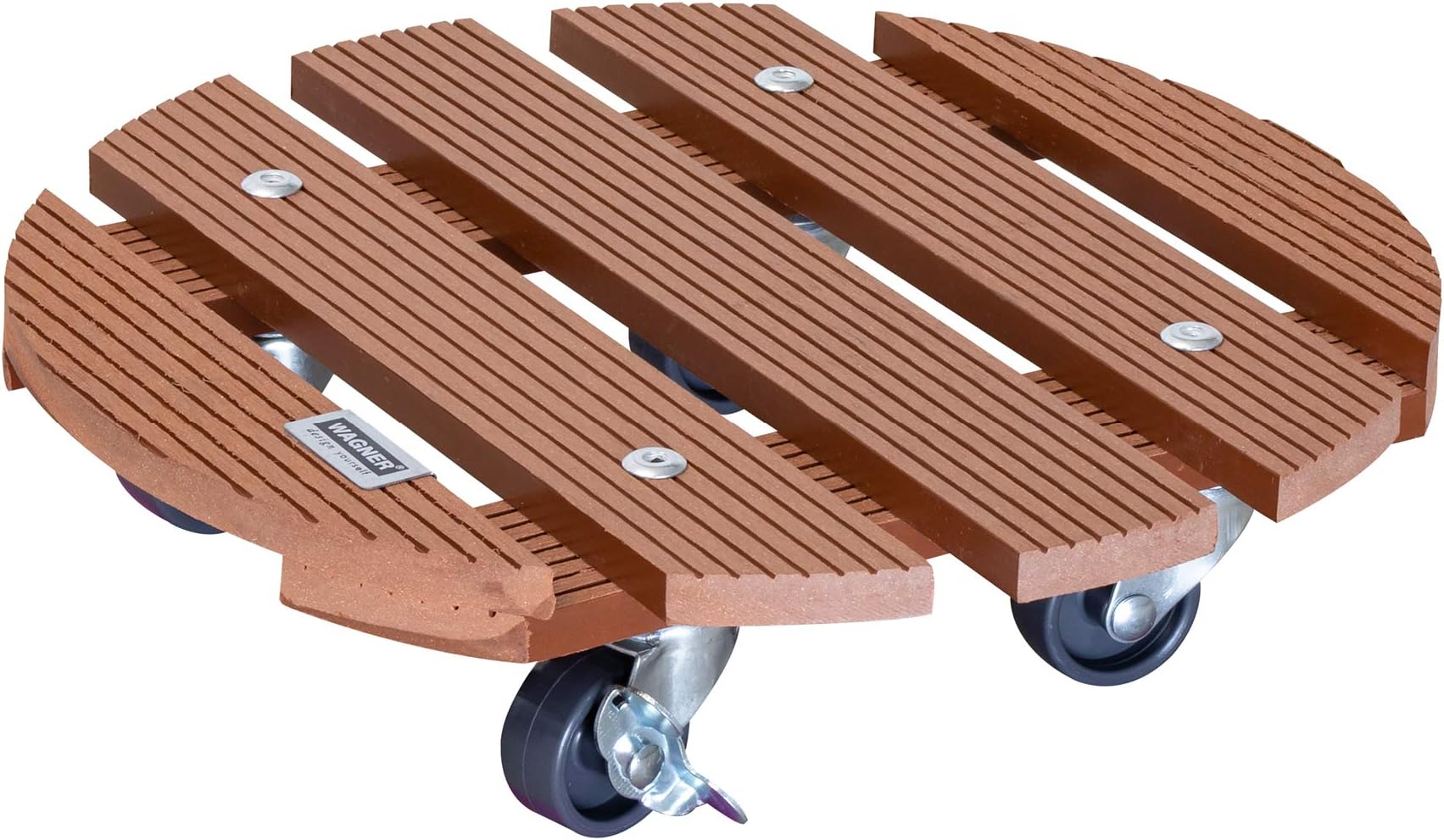 WAGNER Plant trolley WPC Ø 29 x 7 cm I Flower trolley for indoor + outdoor use I Container trolley made of FSC® wood plastic composite, terracotta I 2 breaks I Load capacity 100 kg - 20053501