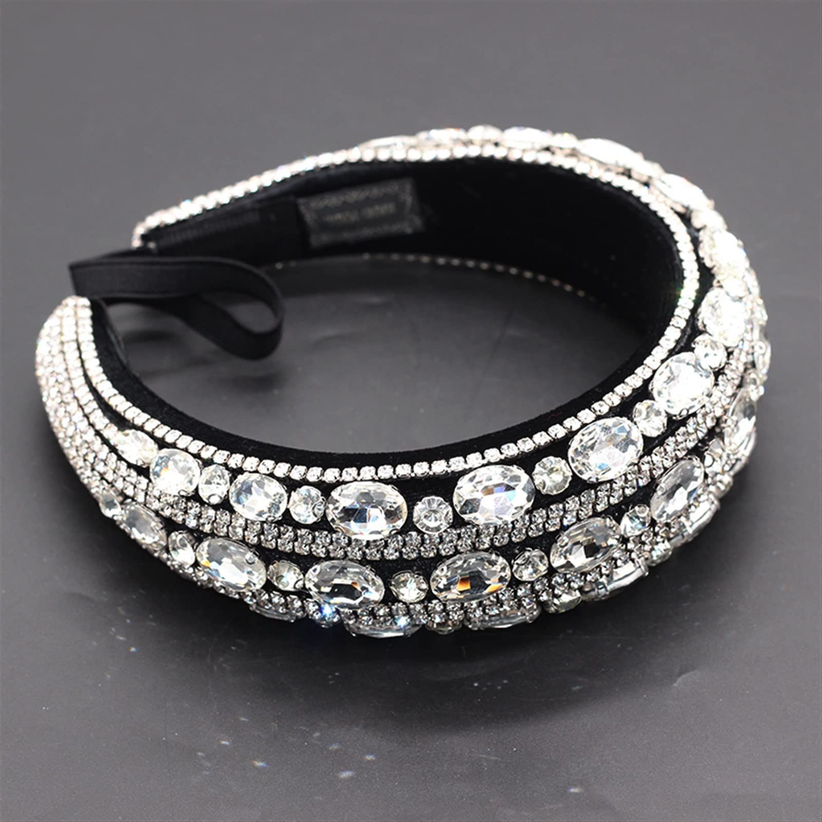 Haarreife Stirnbänder Schwere Industrie Schwamm mit Strasssteinen barocke Mode Stirnband Farbe Strass Schwamm übertriebene haarreihne Styling-Zubehör (Metal Color : 1)