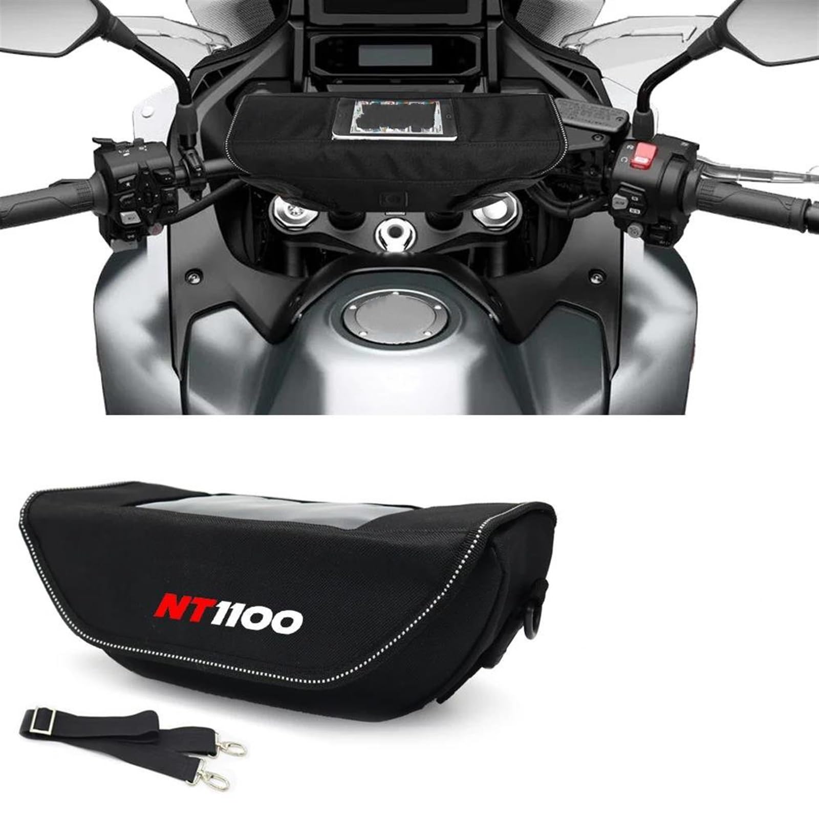 Paquet Rangement Sacoche De Guidon De Moto pour H&Onda NT1100 NT 1100 Sacoche De Guidon Outil De Réparation Paquet De Rangement Accessoires Sac latéral(Noir 1)