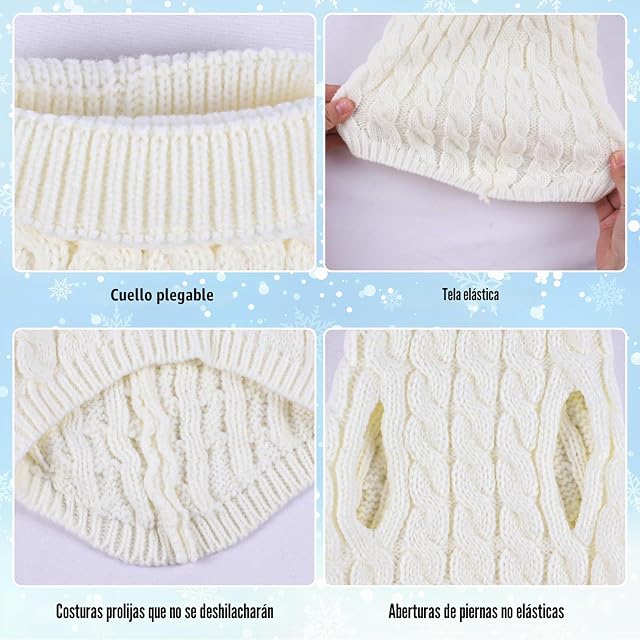 Foto 3 de 5 de Suéter de punto de cuello alto para perros y mascotas, abrigo de invierno, más cálido y grueso