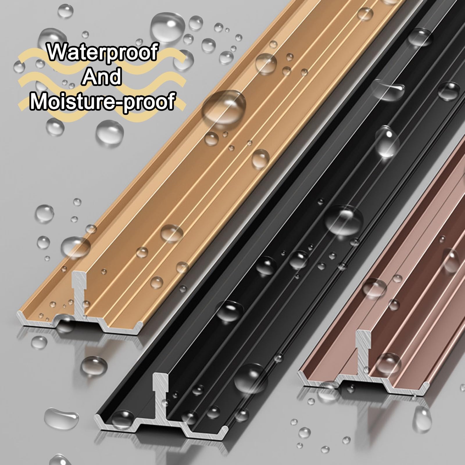Striscia A Profilo T In Alluminio Antiscivolo 100cm (3 Pz) – Bordo Di Transizione Per Pavimenti Laminati, Tappeti E Fughe Di Soglie Di Piastrelle(Champagne,18.0mm)