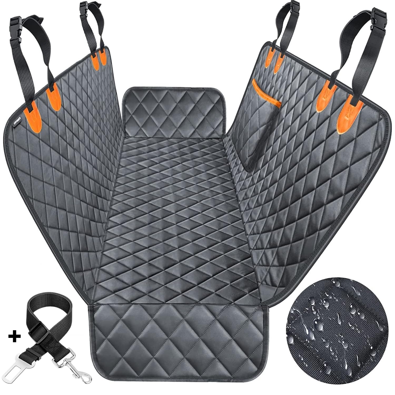 CPTEC Funda Coche Perro Asiento Trasero, Resistente y Impermeable, Medida Universal, Antideslizante, Protector Coche Perros Asiento Trasero