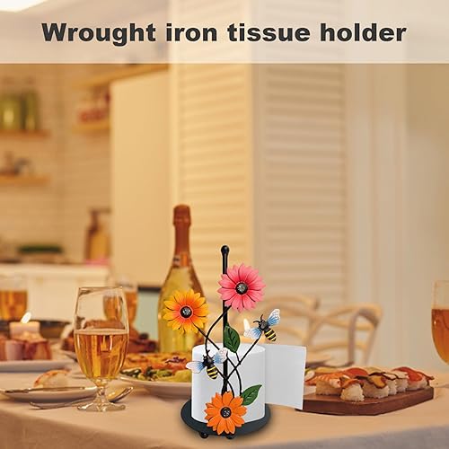 Miniatura 5 de Soportes para pañuelos, soporte de papel de girasol antideslizante para almacenamiento, decorativo, desmontable, para encimera, toallero, soporte