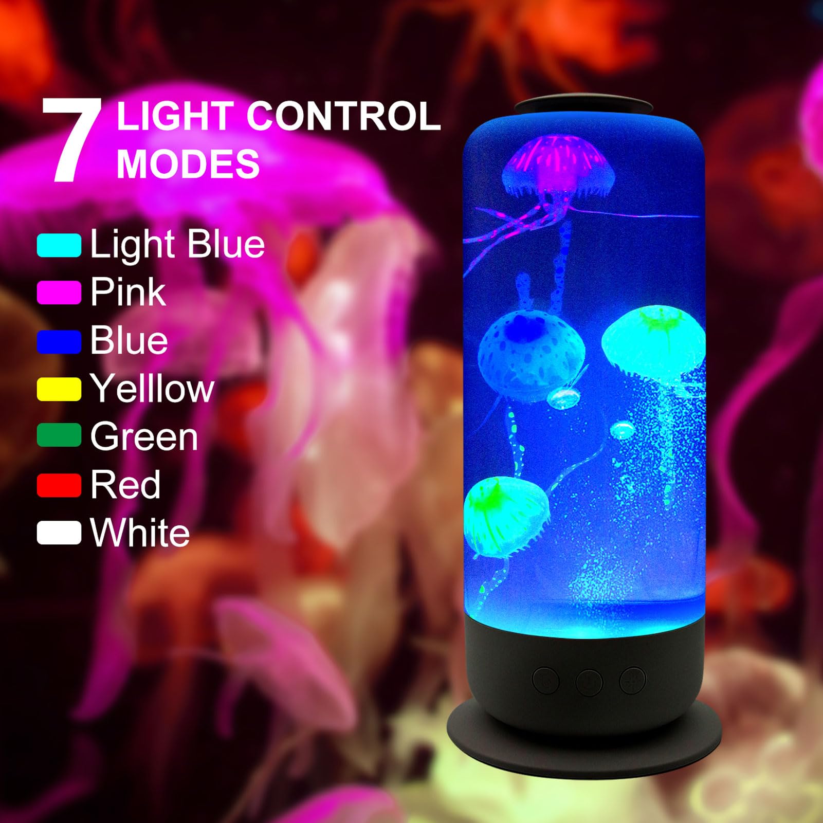 Sxhlseller Lampa Meduzów, 7 Kolorowych LED Fantasy Mood Light z 3 Prędkościami Przepływu Wody, poprawić Swój Nastrój, Cicha Lekka Lampa Akwarium do Dekoracji Domu, Mężczyźni, Kobiety i (BLACK)